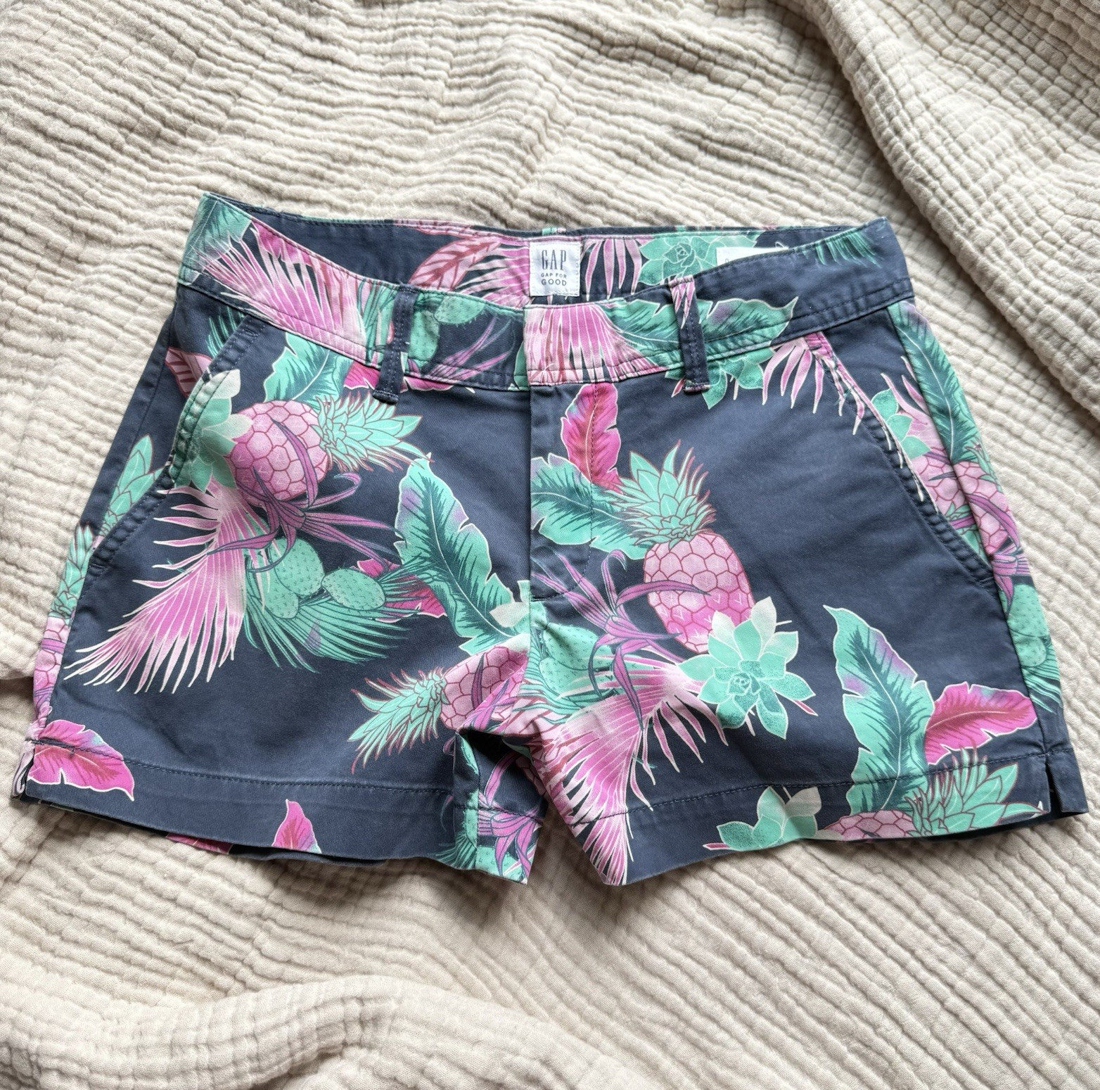 GAP City Short Women’s Chino Shorts Tropical Floral Print Cotton Size 0
