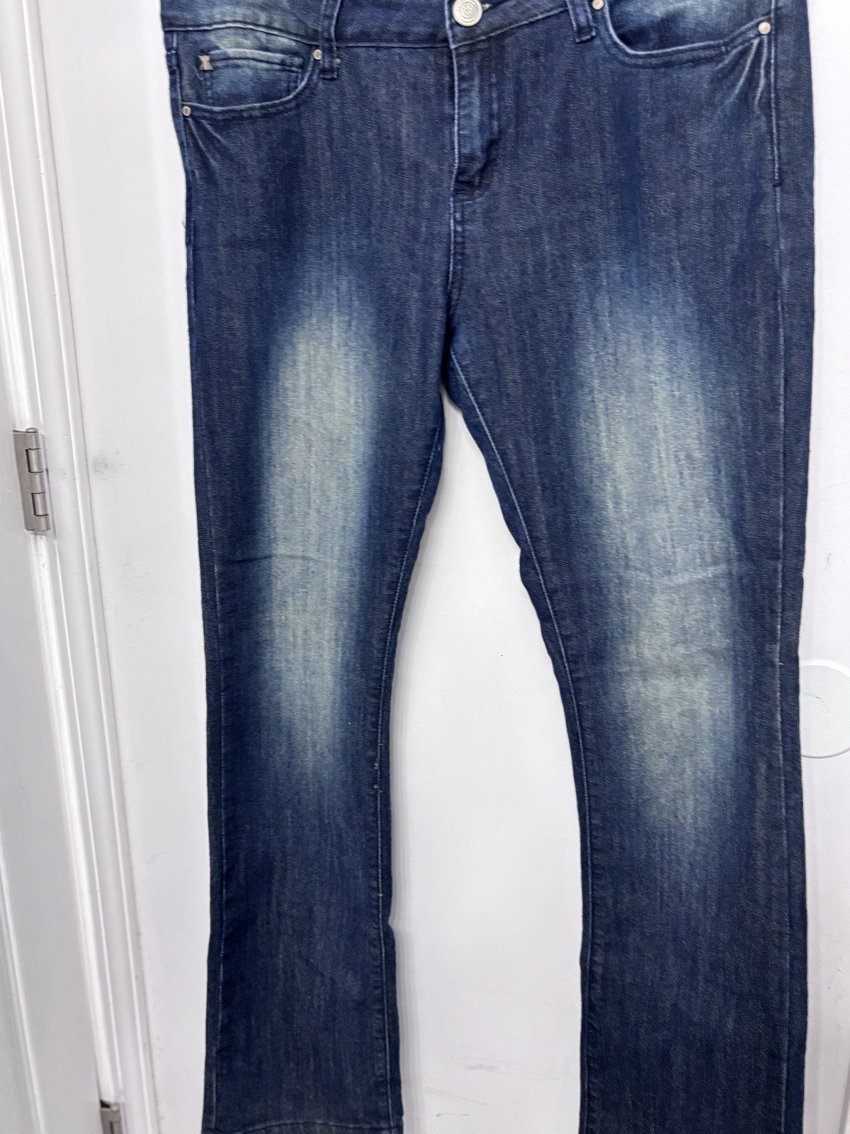 Kardashian Kollection Dark Blue White Washed Front & Back Boot Cut 36 X 32