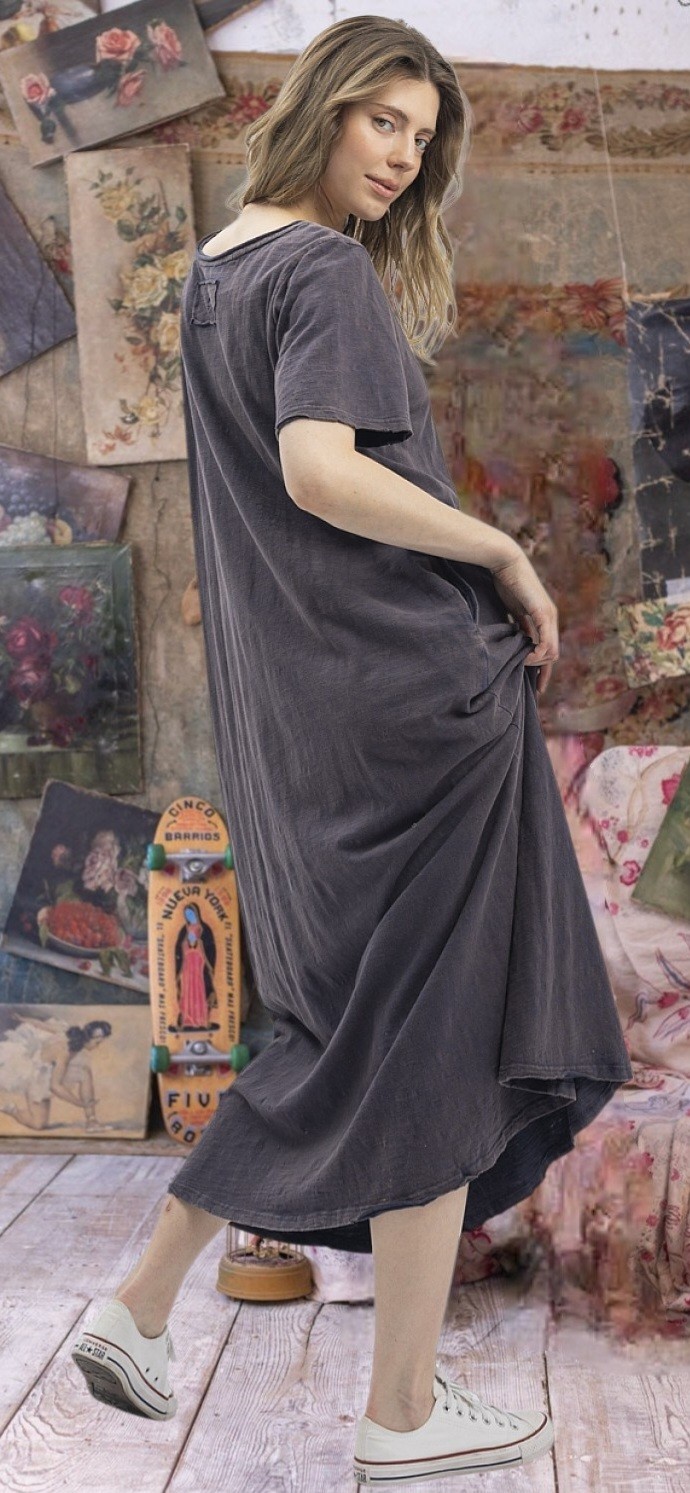 Bluevelvet free style bohemian maxi peasant boho distressed Gray dress S, M, L