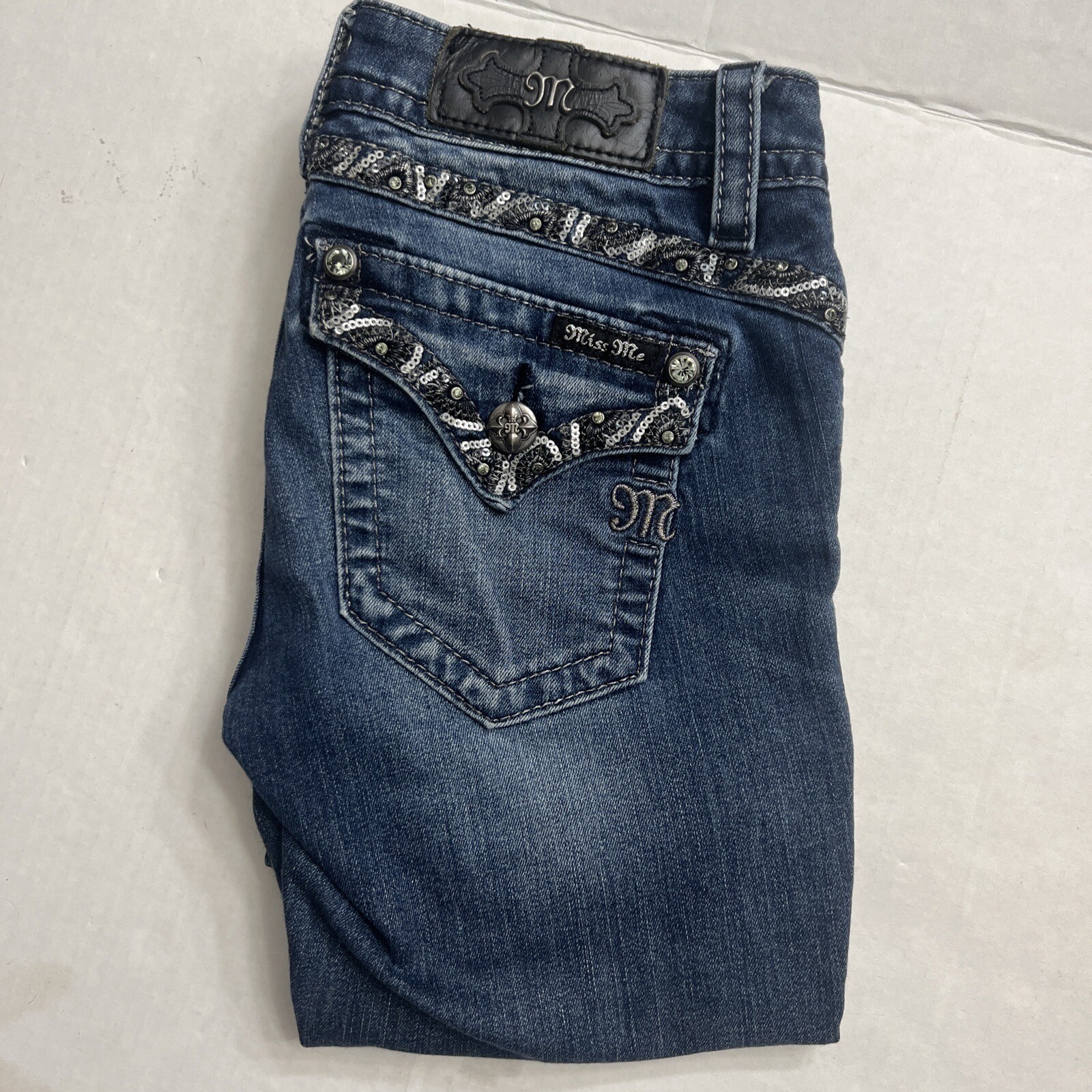 Miss Me Signature Boot Cut Denim Jeans 28×33 (Tagged 25) Button Flap Back Pocket