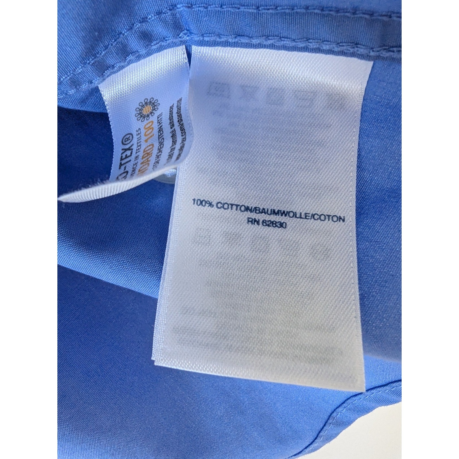 Lands’ End Button Down Shirt Women 26W Blue No Iron Broadcloth 3/4 Sleeve Plus