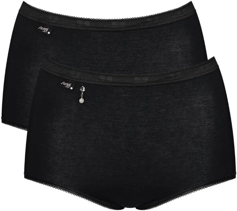 Sloggi Basic Pearl Maxi Brief High Waist Knickers 2 Pack 95% Cotton 10221635