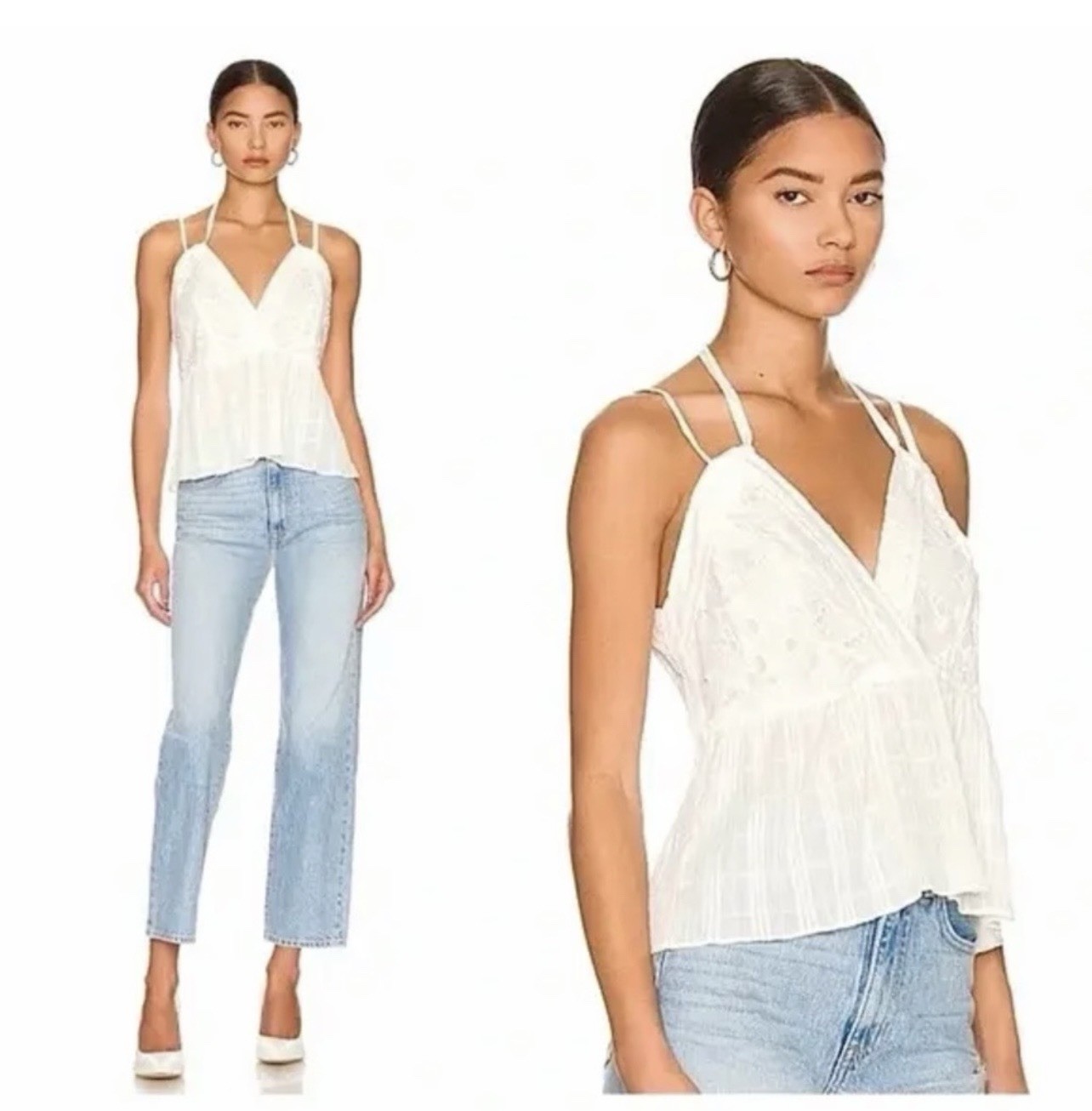 NWT IRO Paris Mireya Halter Neck Eyelet Cotton Top White Size 40 /8 Med $295