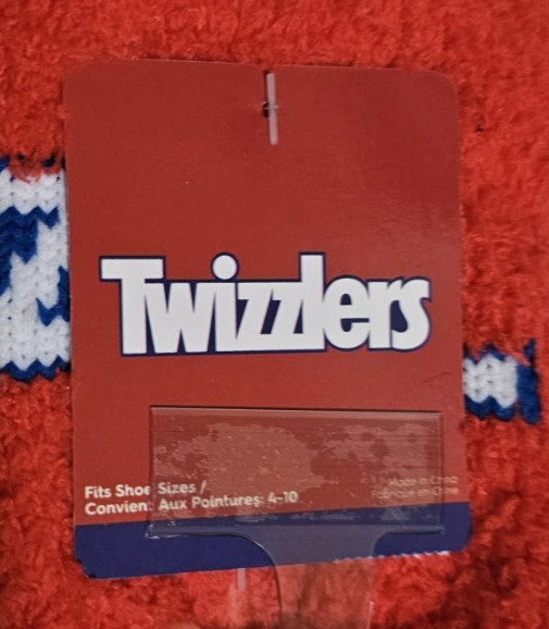Twizzlers Fuzzy Red Socks Fits Adult Shoe Sizes 4-10 New