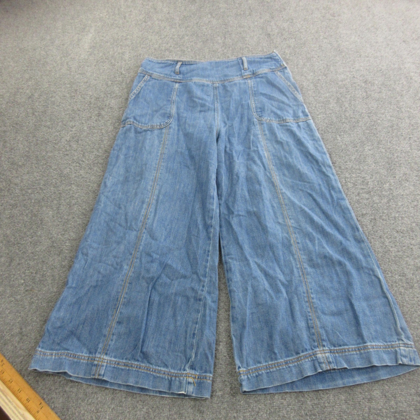 Pilcro Jeans Womens 31 Medium Wash Blue High Rise Wide Leg Relaxed Denim Pants