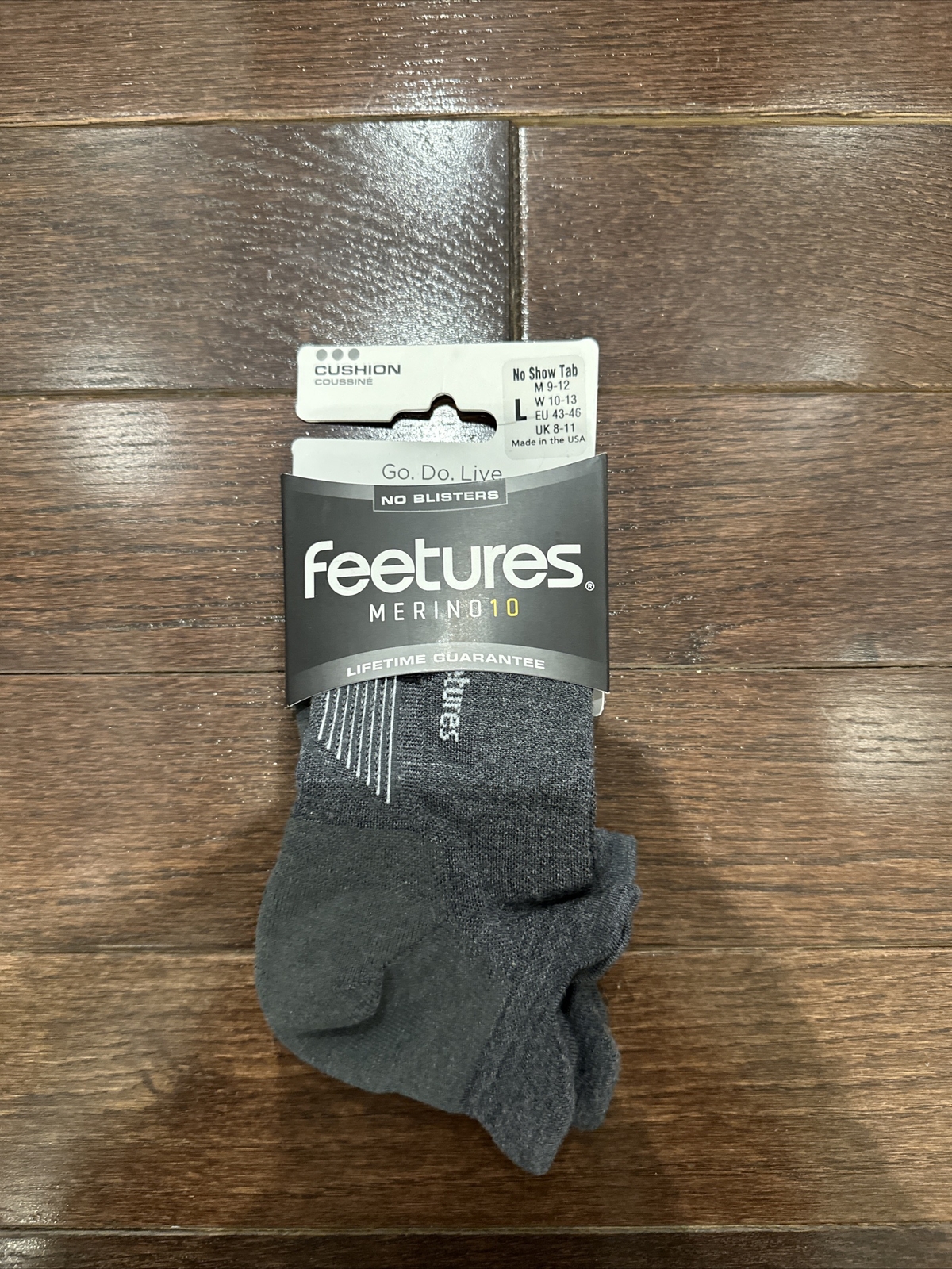 NEW FEETURES Merino 10 Cushion No Show Tab, Size L