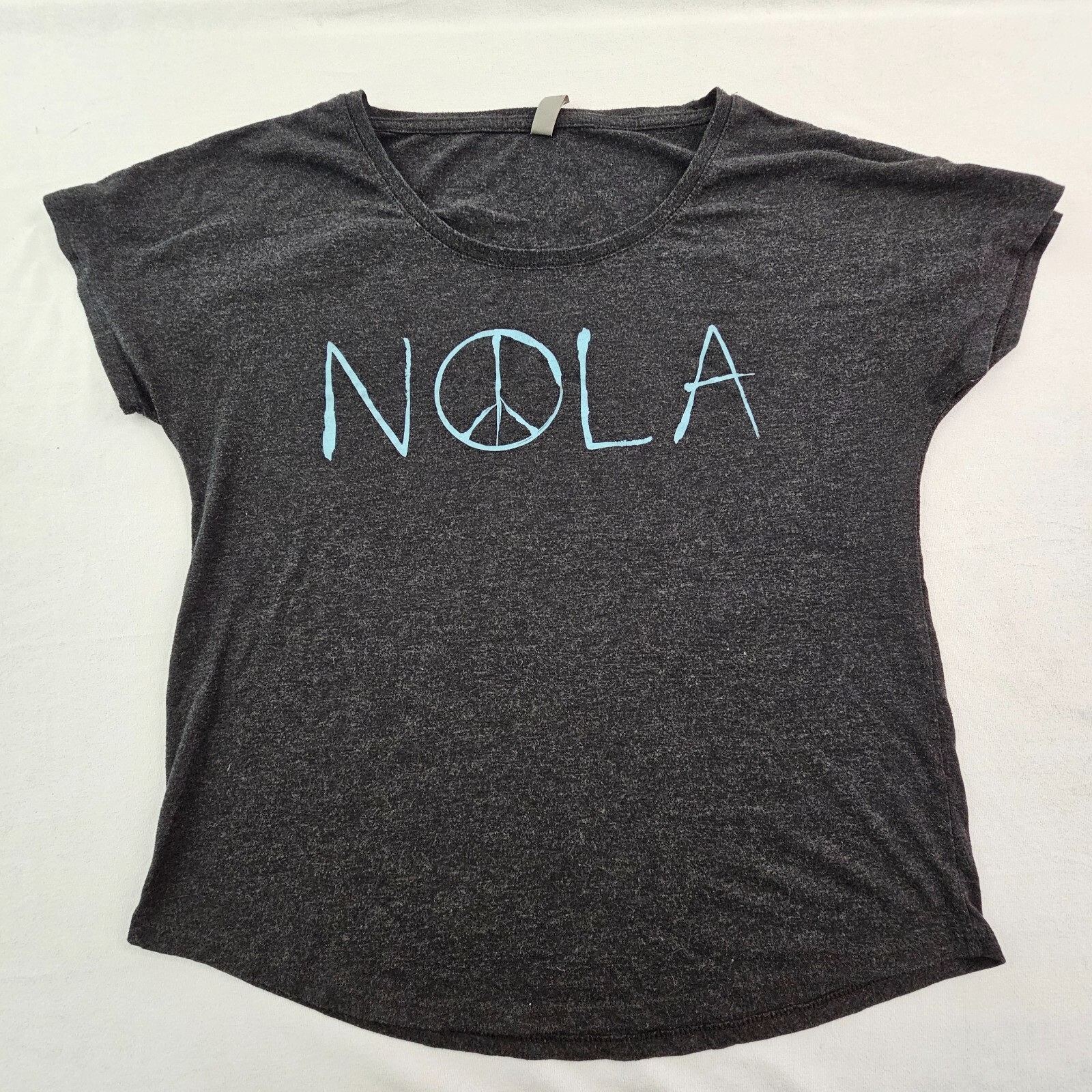 NOLA Peace Sign New Orleans Gray Short Sleeve Tri-Blend T-Shirt Women’s M