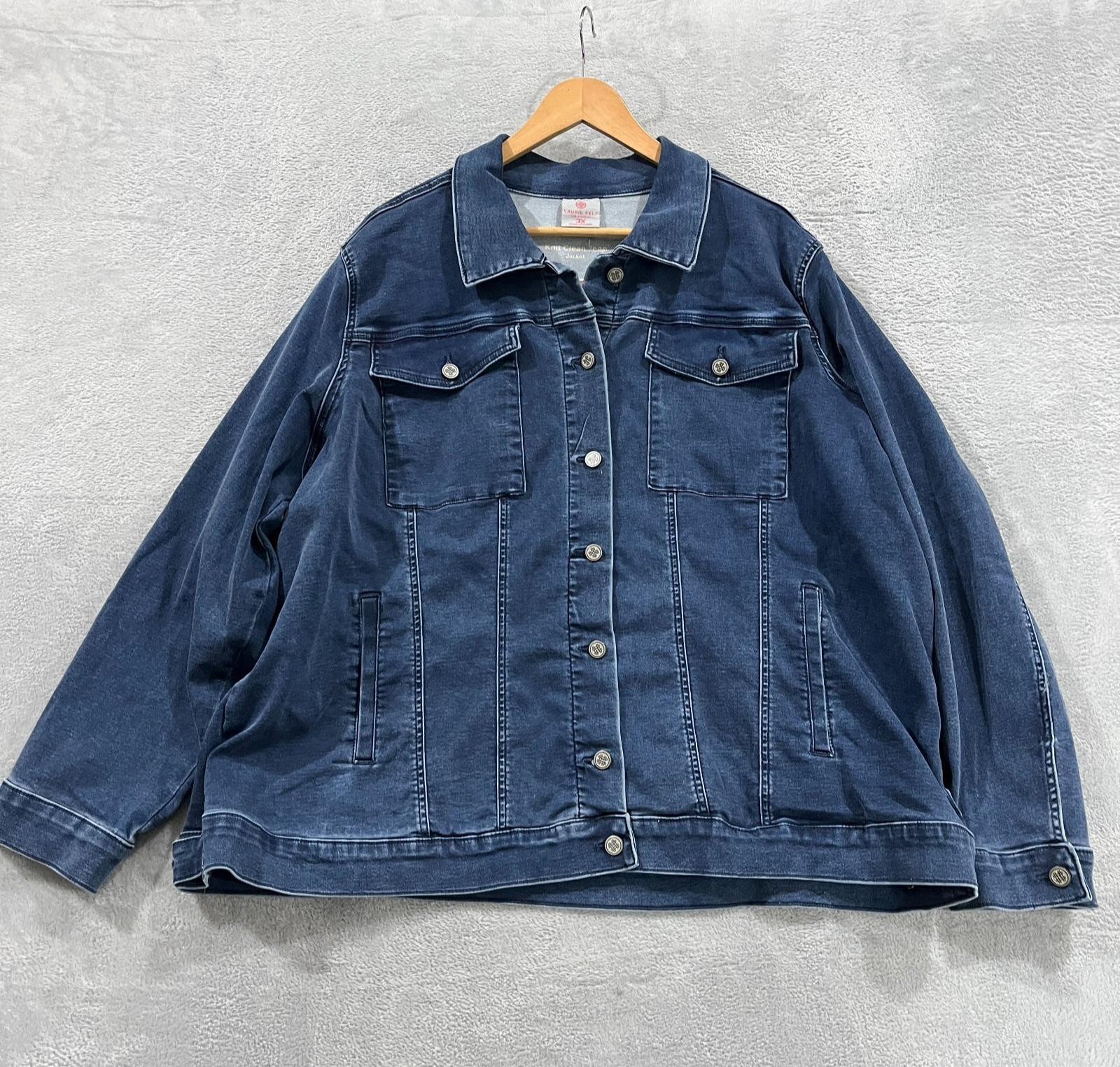 Laurie Felt Jean Jacket Women’s 3x Denim Southwestern Cowgirl Y2K Blue