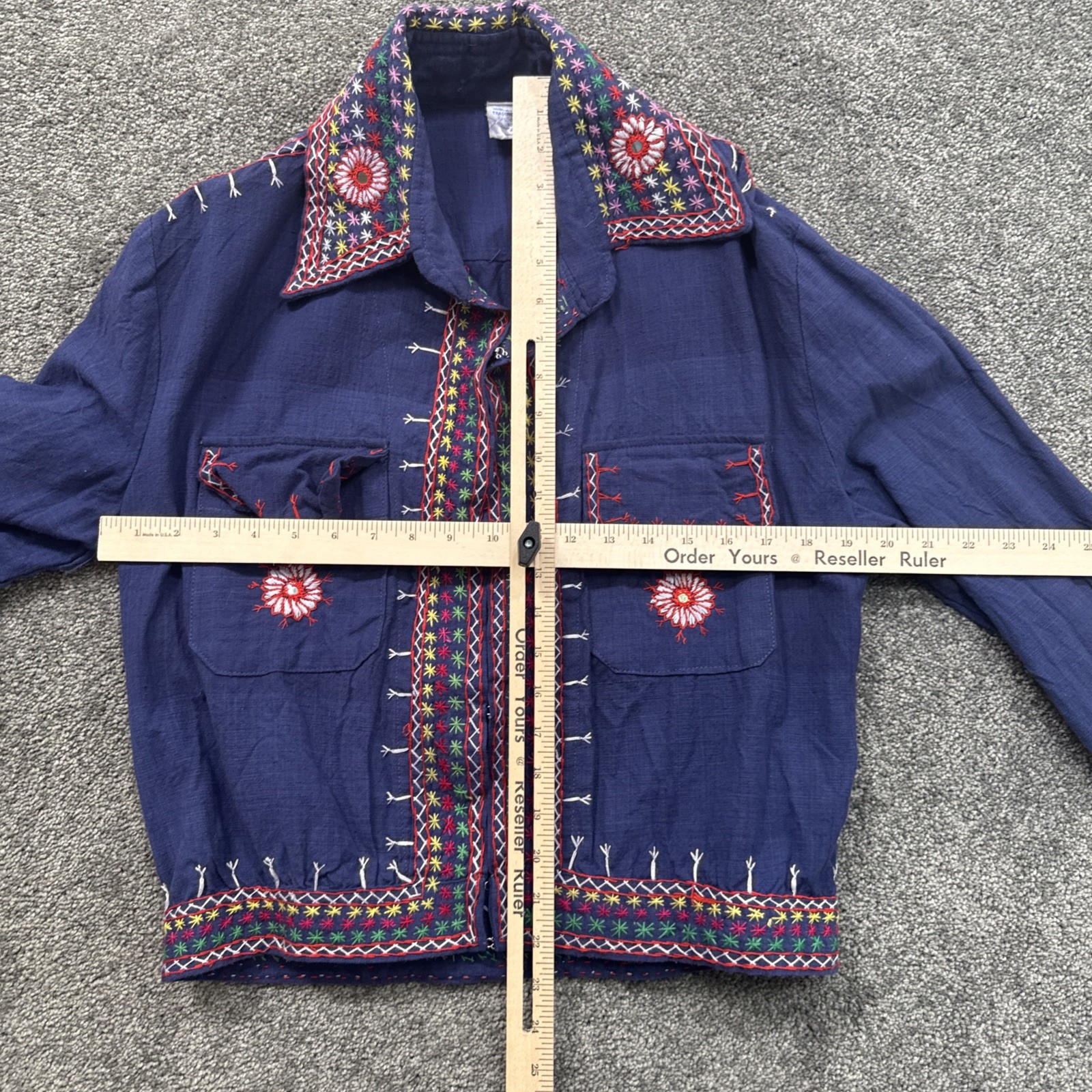 VTG Womens L India Overseas Trading Corp Shirt Embroidered Flowers Pakistan