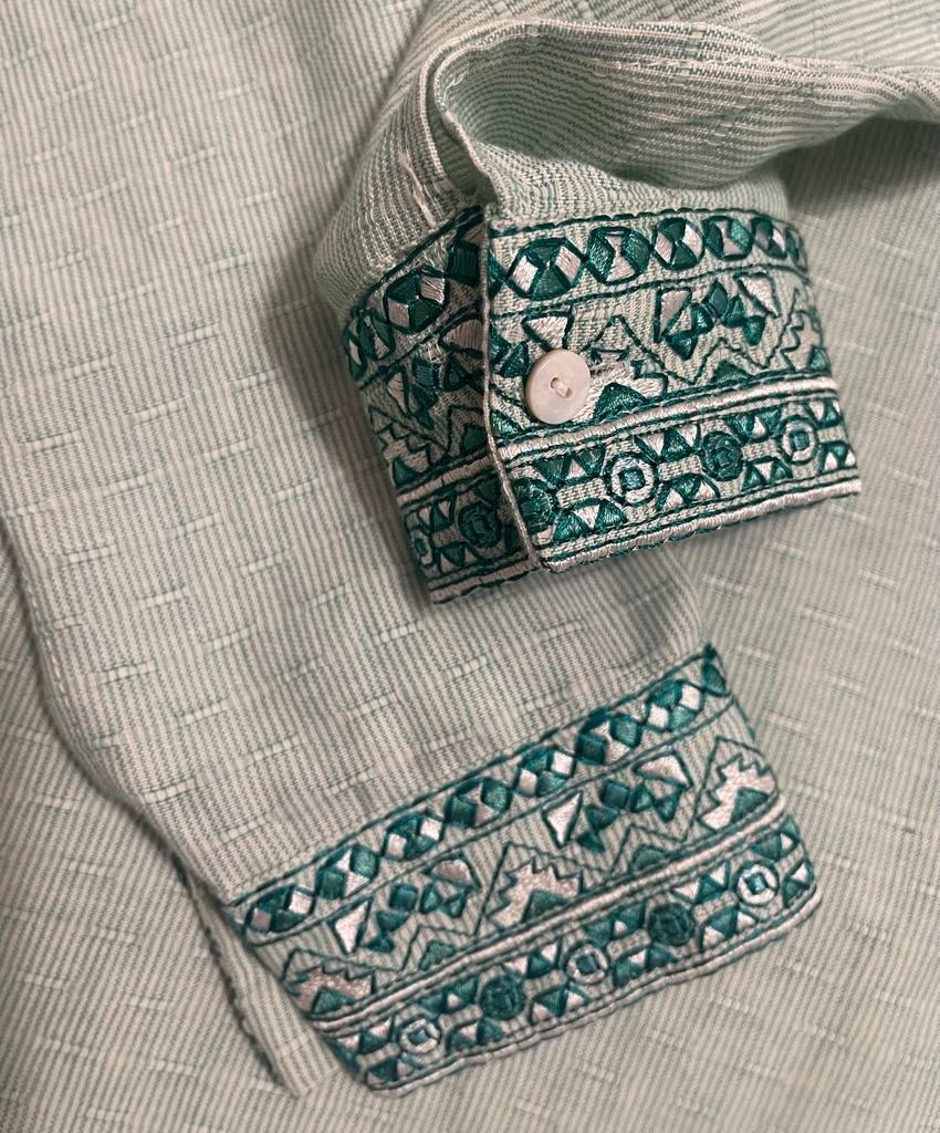 LIMELIGHT Shirt Pakistan- Embroidered Textured Tunic Long Sleeve- Womens SIZE XS