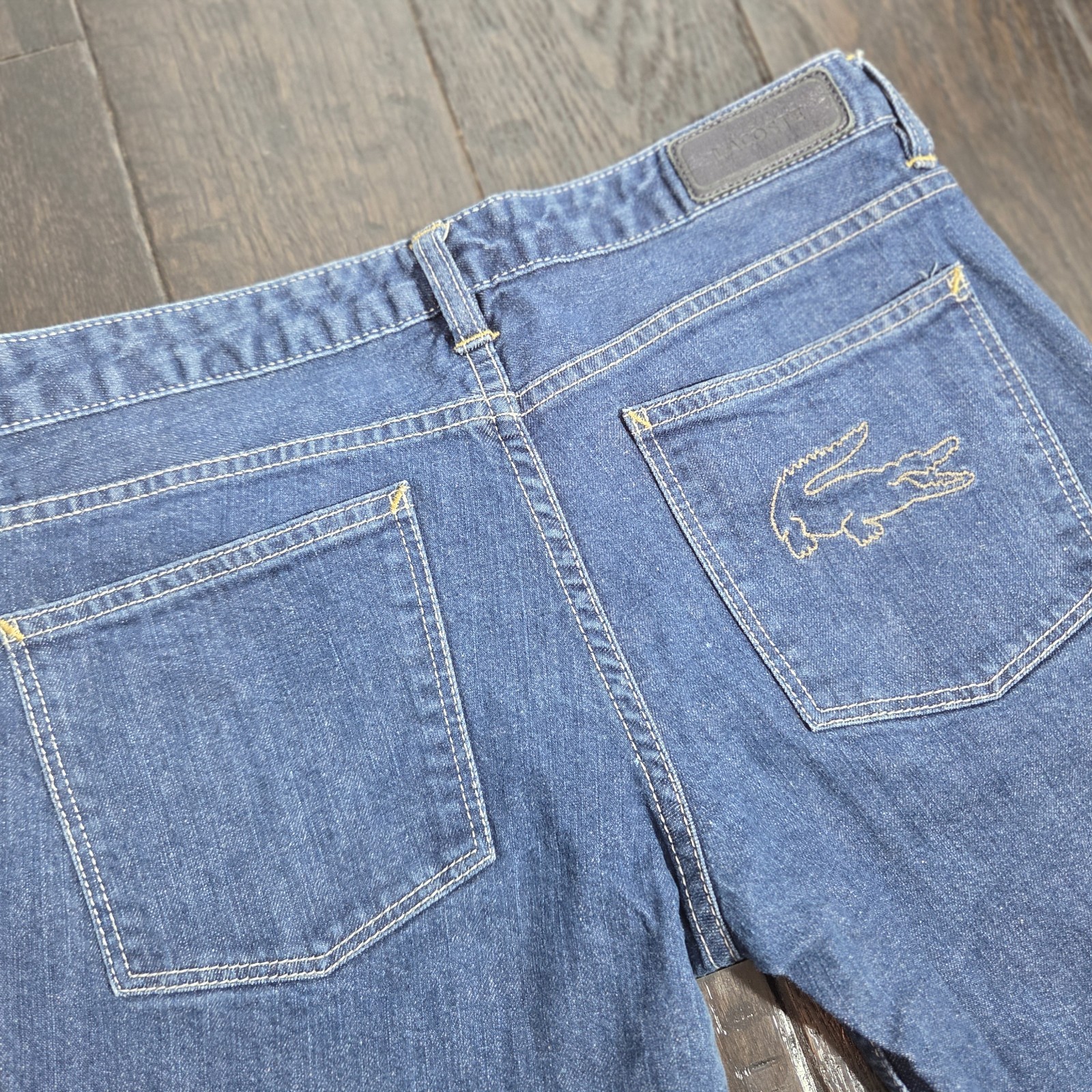 Lacoste Womens Mid Rise Bootcut Blue Denim Stretch Jeans Alligator Pocket 28