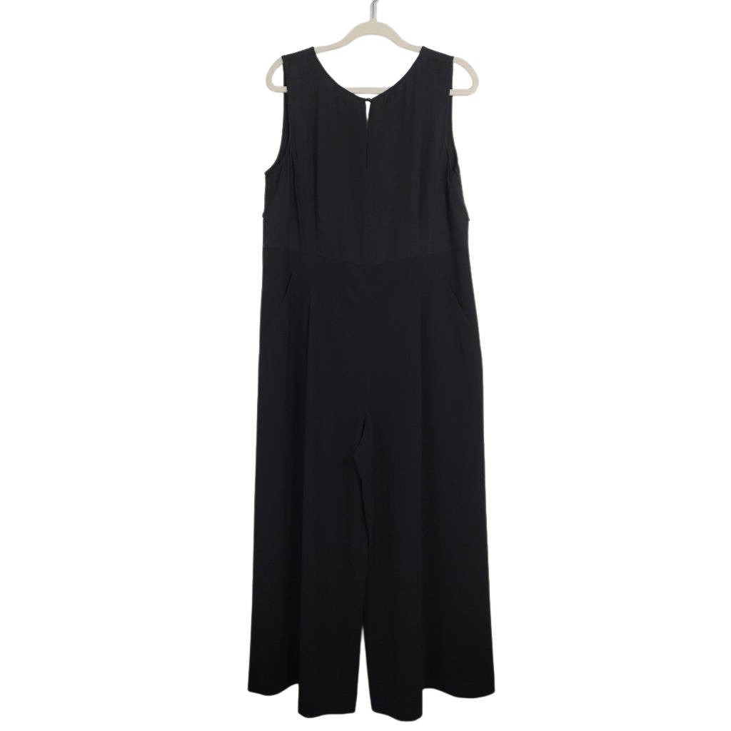 Lafayette 148 Black Wide Leg Jumpsuit Sz 16 Sleeveless Draped Back Old Money