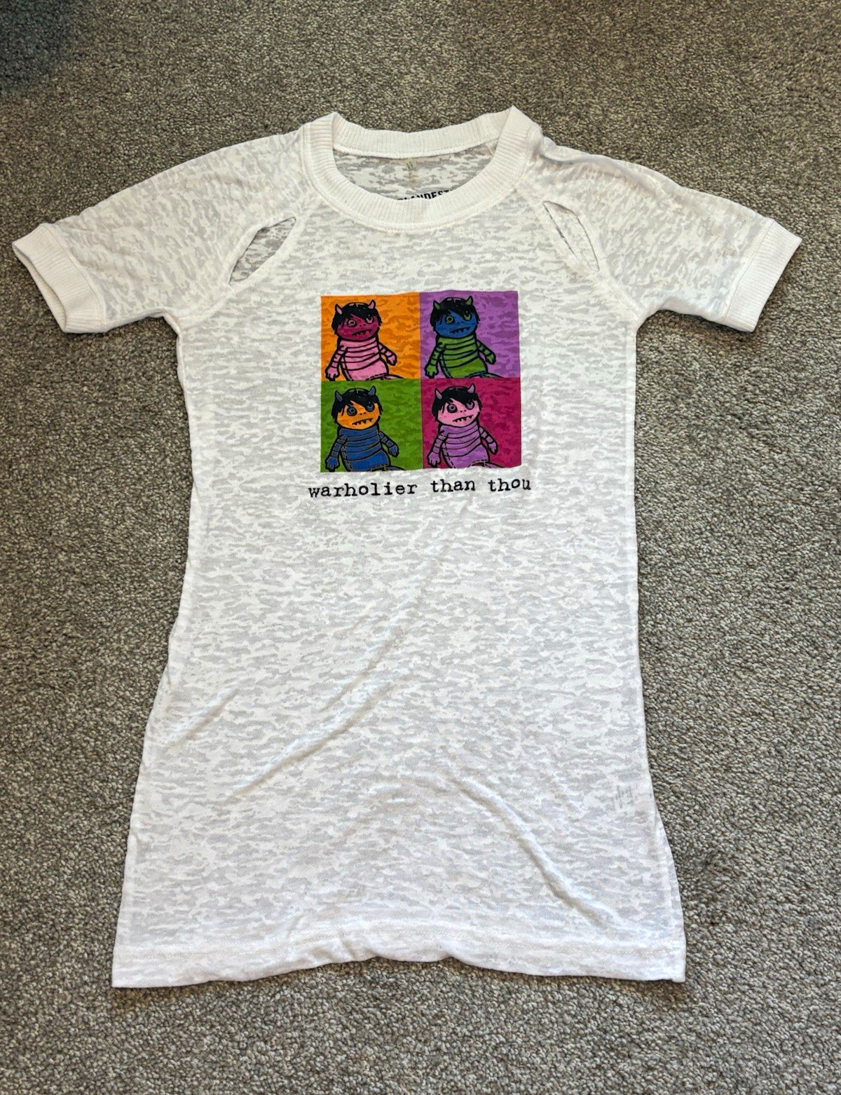 Clandestine Industries White Burnout Graphic Tee M “Warholier Than Thou” RARE