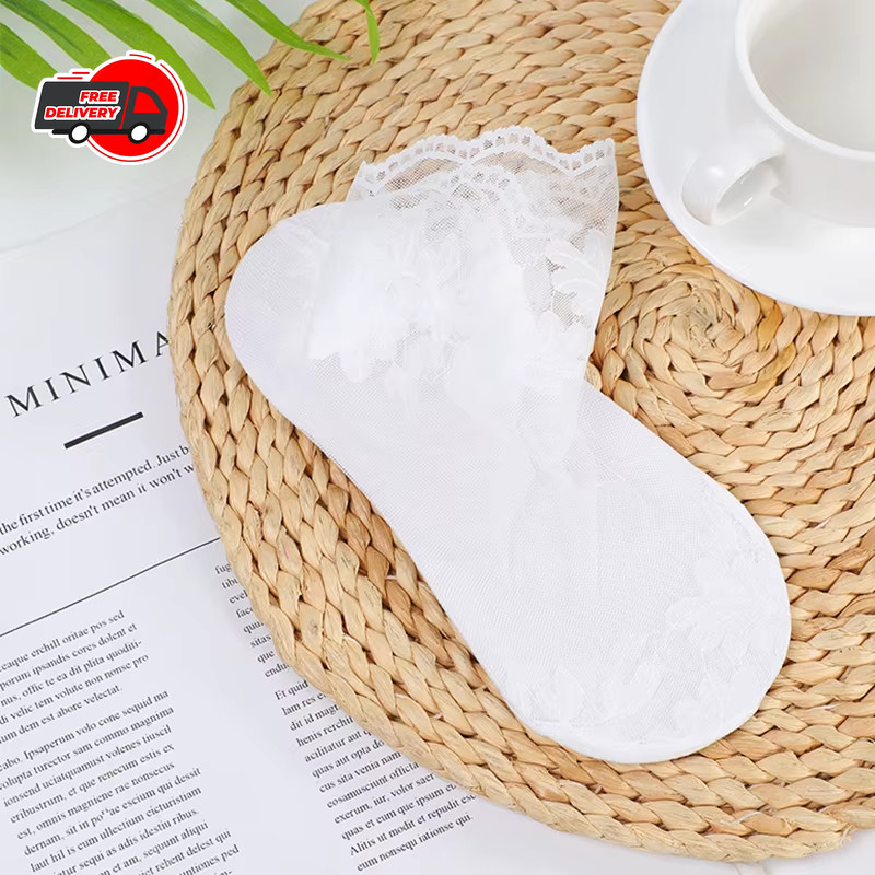 5 Pairs/Lot Socks women’s Lace Transparent Lolita Invisible Summer Thin Non-slip