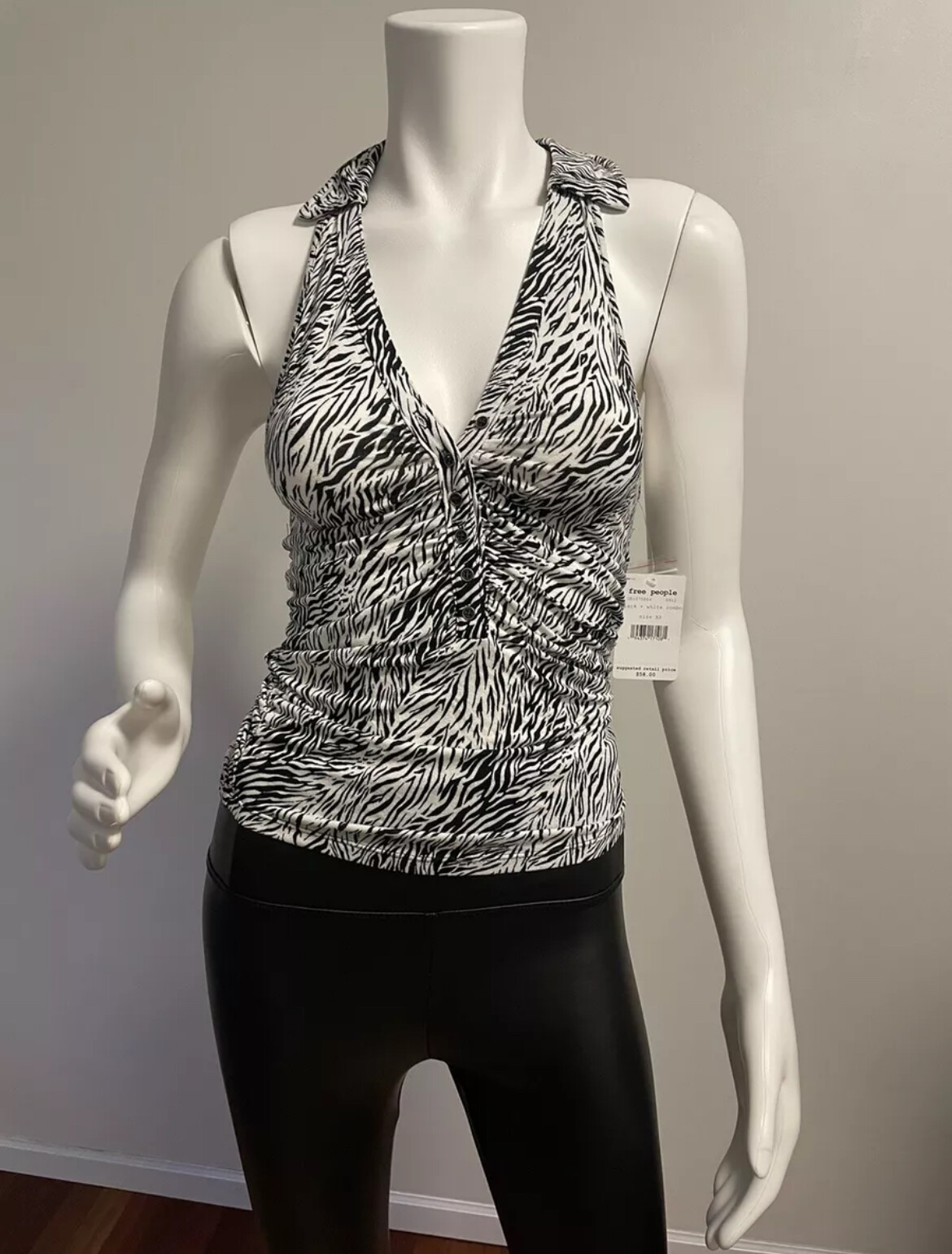 Free People Coco Animal Print Zebra Racerback Tank C1/15