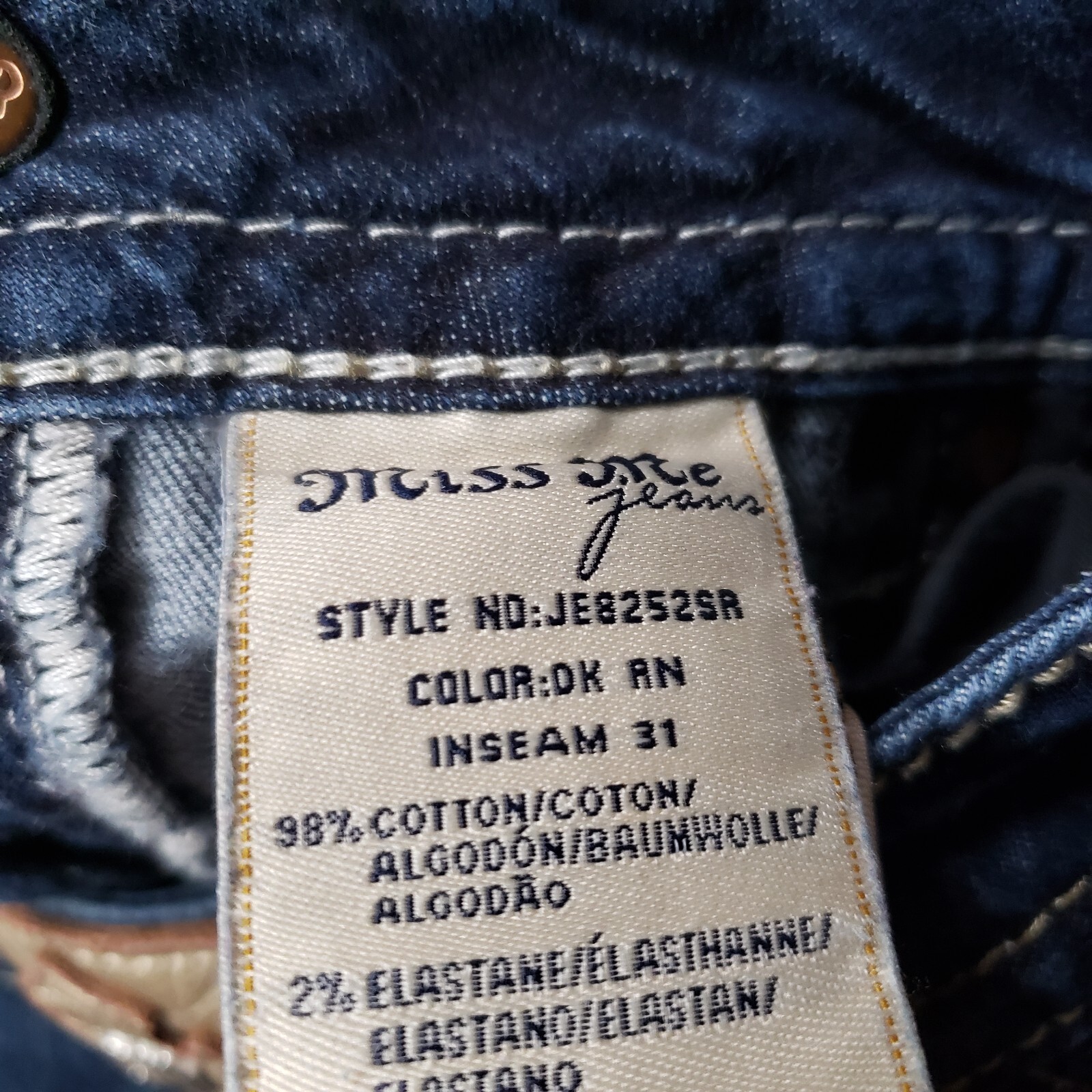MISS ME Jeans size 26 Blue Dark Signature Skinny Western Bling Y2k 26×31