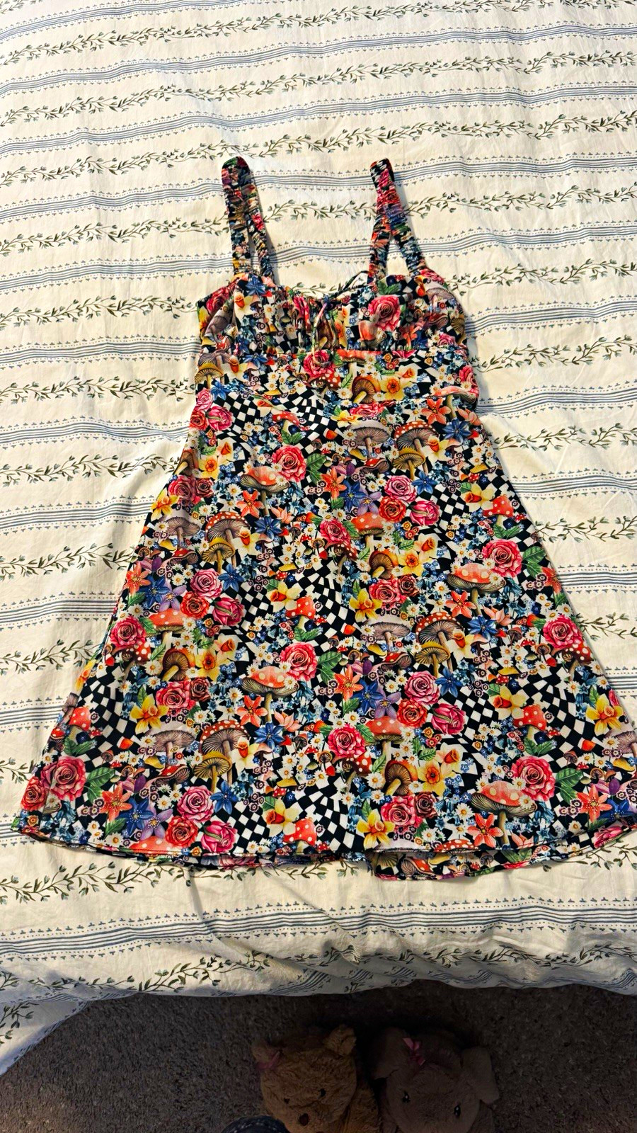 For Love & Lemons June Mini Dress XS Multicolor Floral Strappy Back Zip