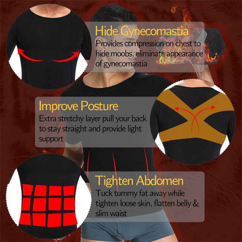 Men’s Toning Vest Compression Shirt Tank Gynecomastia Belly Control Body Shaper