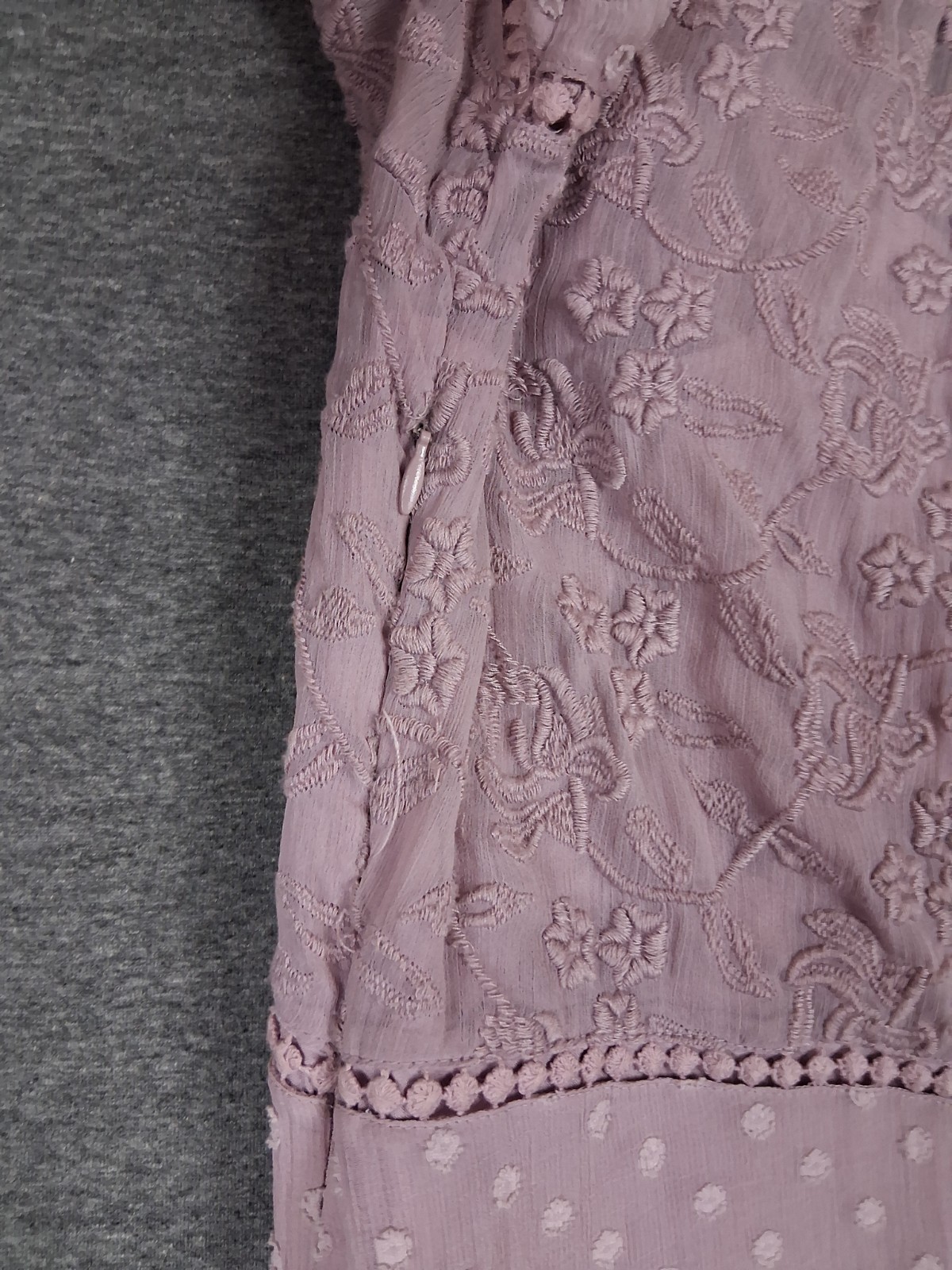 Antrhopologie Dress 12 Purple Drop Waist Embroidered Prairie Cottage Knightly