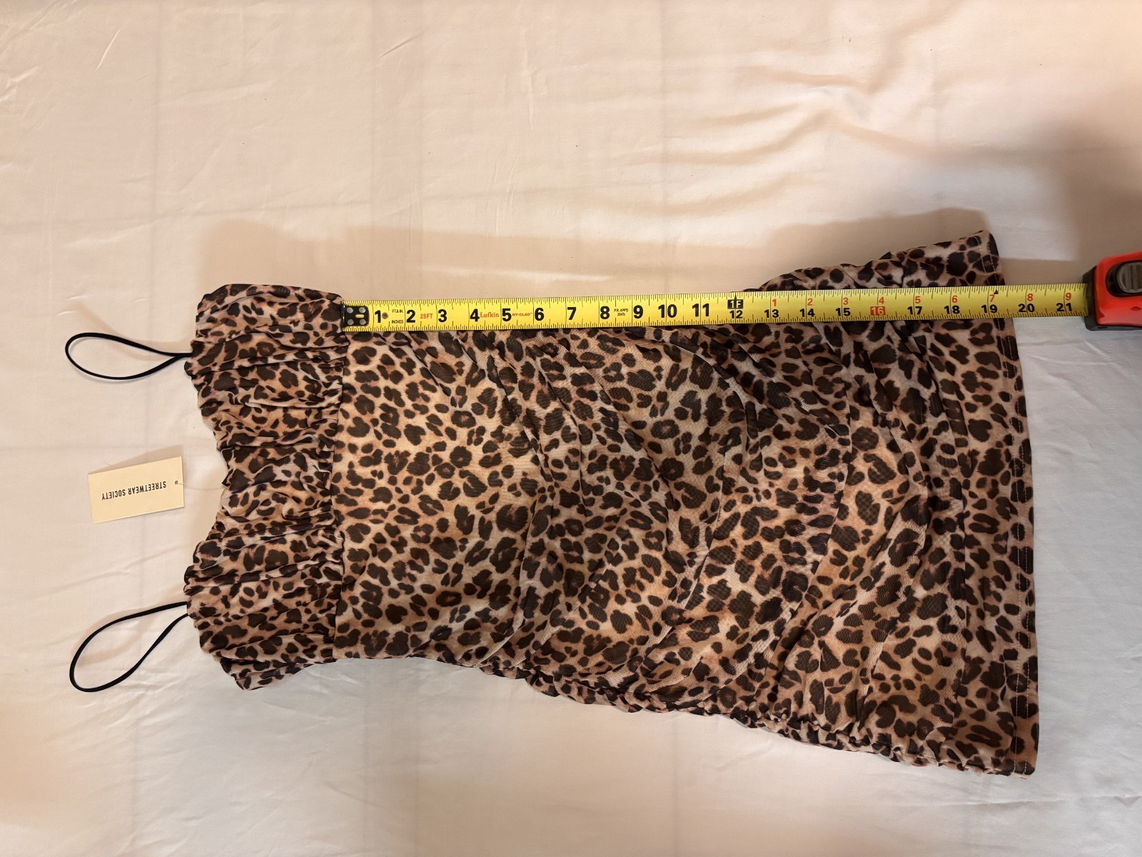 Streetwear Society M Mini Dress Bodycon Cheetah Mesh Lined Ruched Sides Zipper