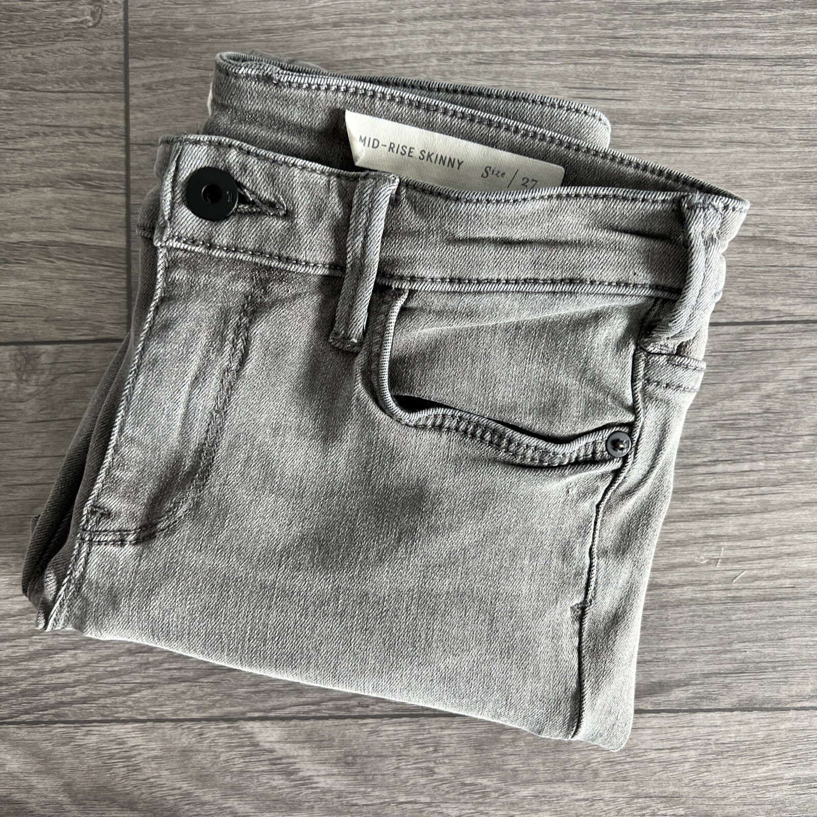 Pilcro And The Letterpress Womens Gray Mid Rise Skinny Jeans Medium Wash Size 27