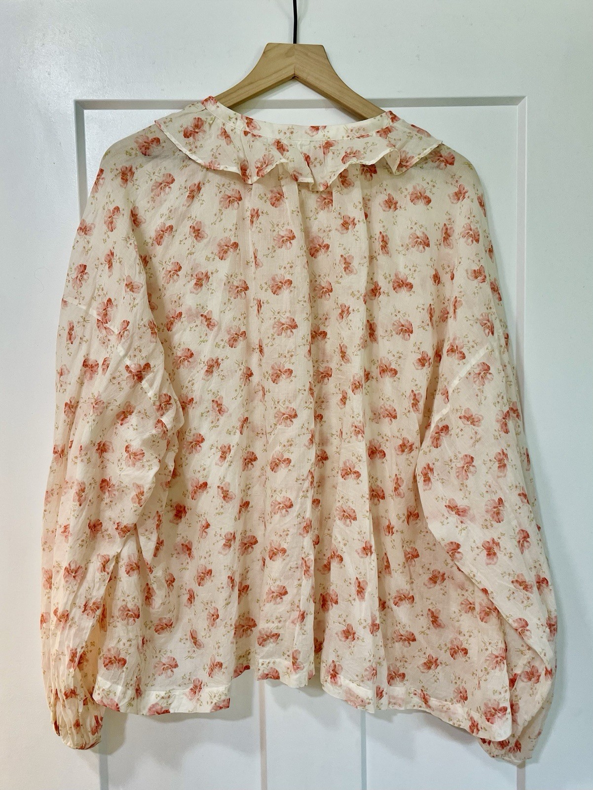 Doen Floral Long Sleeve Button Down Cotton Blouse Top Sold Out In Stores Sz XL