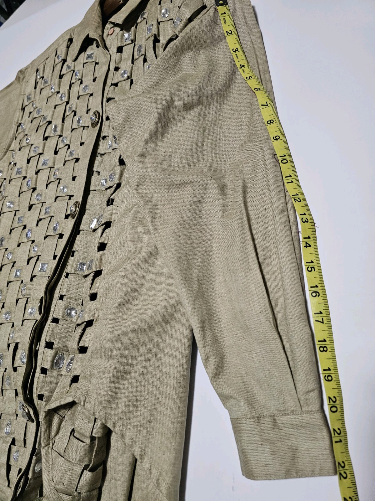 Vintage Yak Magik 3 Pc Cotton Pant Set Art To Wear Embellished Boho Lagenlook M