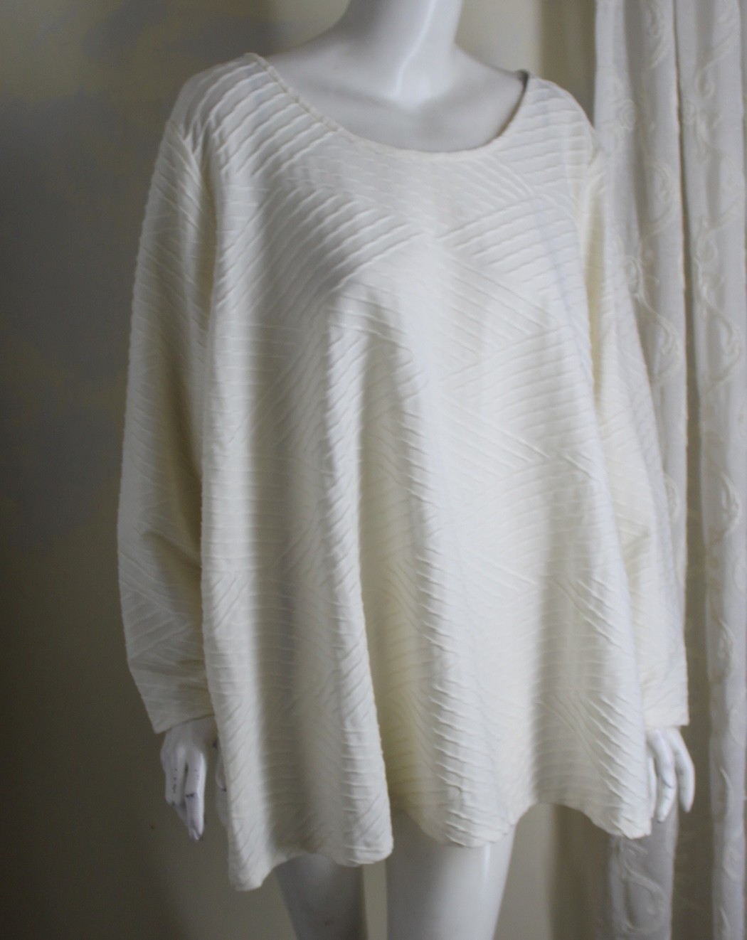 New Woman in Control Sz 3XP 3X P Ivory Crinkled Textured Blouse Shirt Top