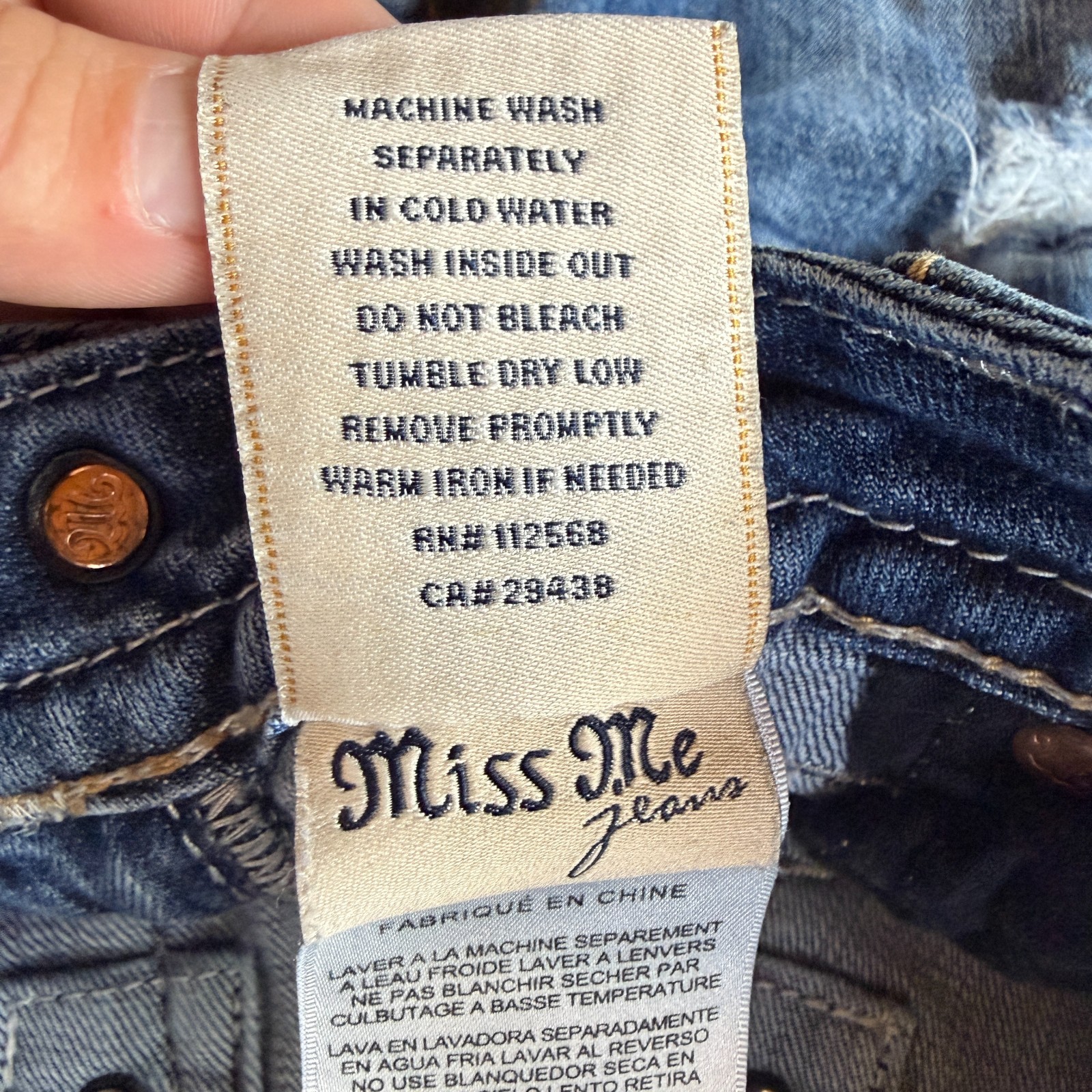 Miss Me Signature Skinny Medium Wash Mid Rise Jeans Embroidered Rhinestone Sz 29