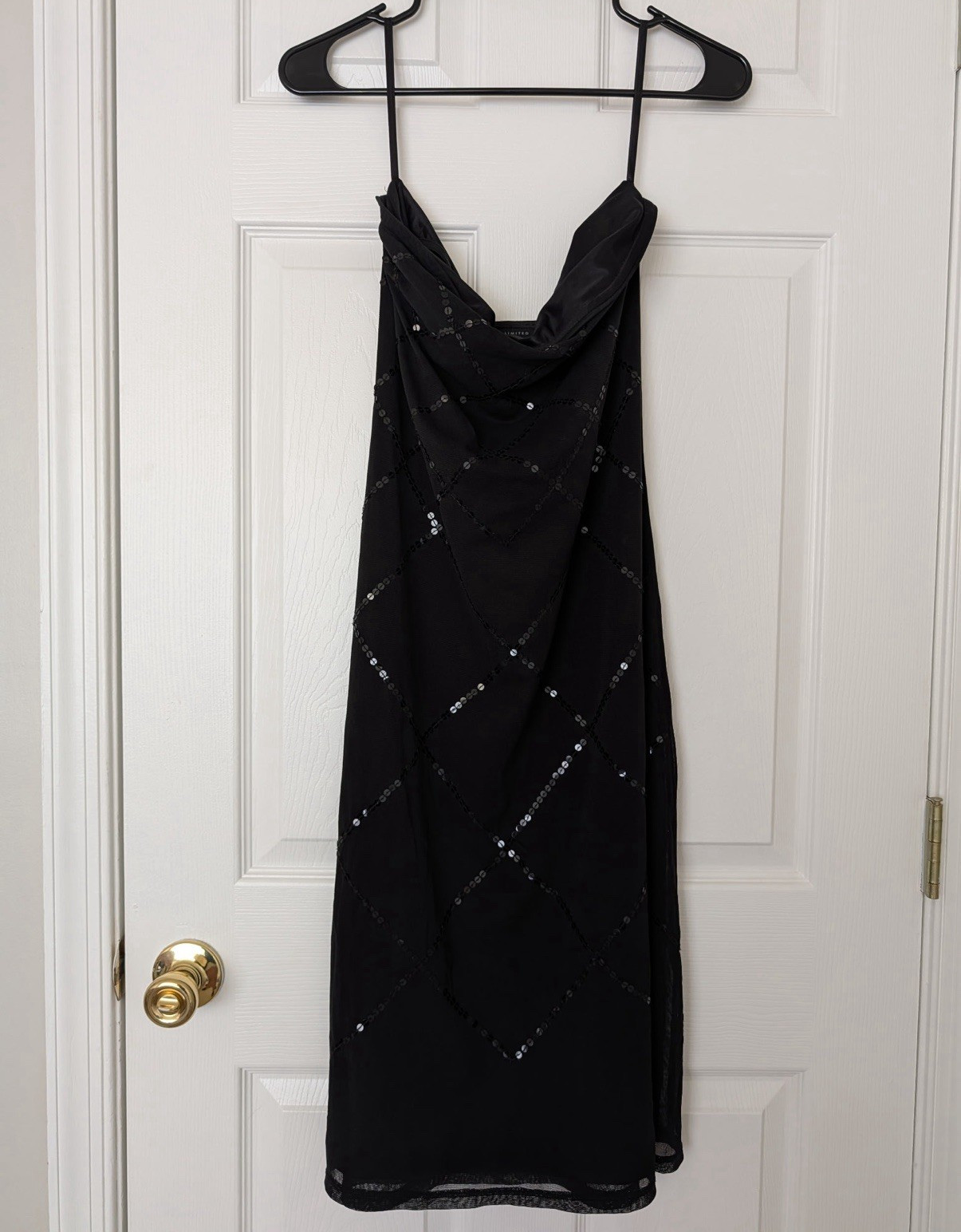 The Limited Black Strapless Sequin Argyle Sheath Knee Length Dress Size M
