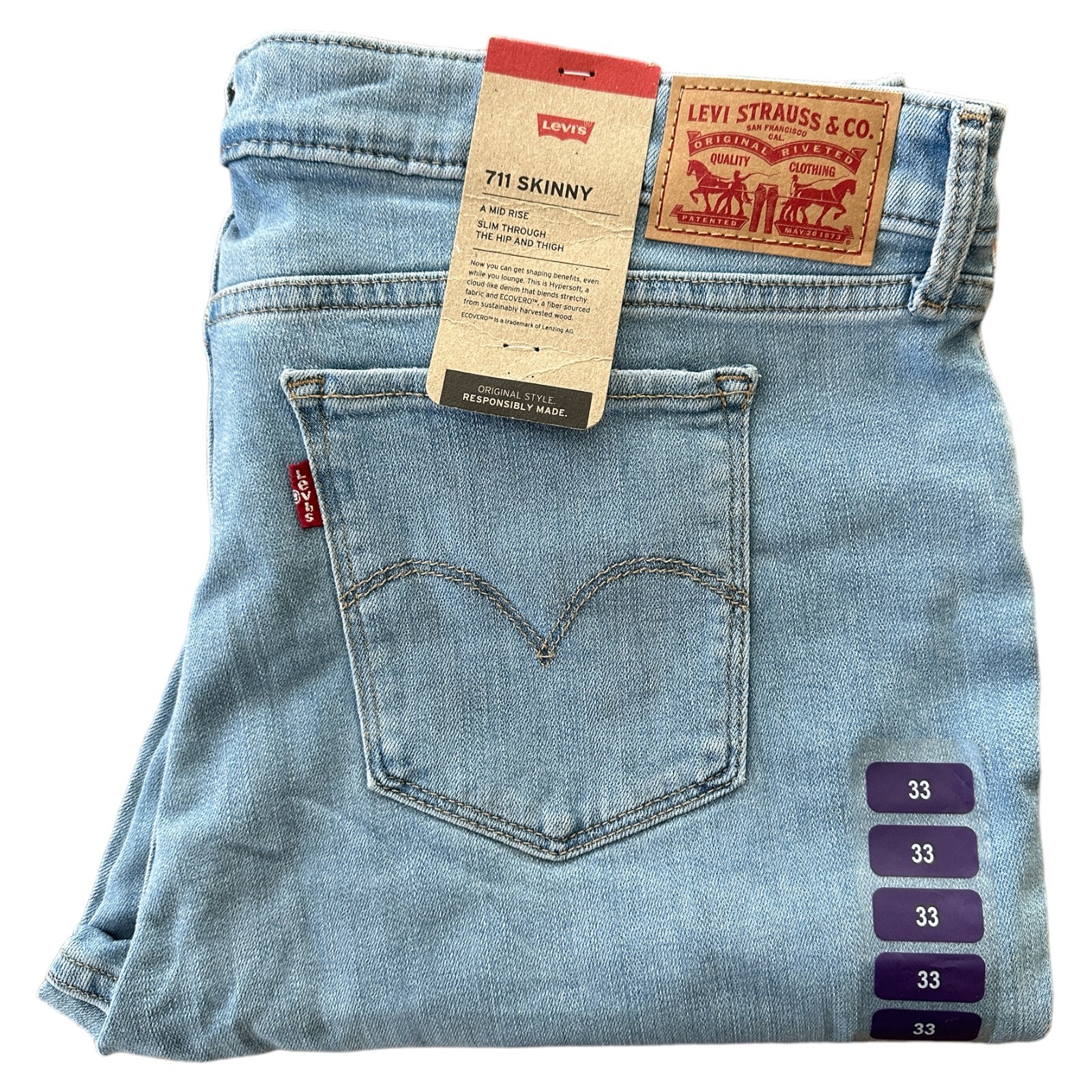 Levi’s Women’s 711 Mid Rise Stretch Skinny Jeans Size 16 W33 X L30
