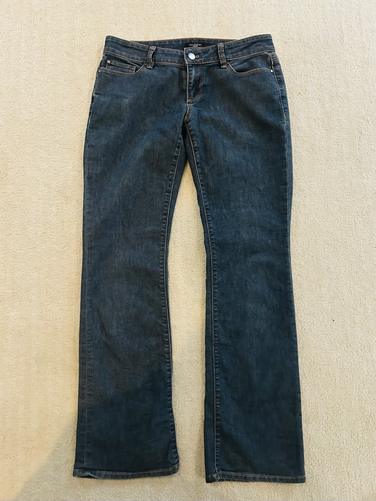 Ann Taylor Petite Modern Fit Blue Stretch Denim Straight Mid rise Jeans Size 2