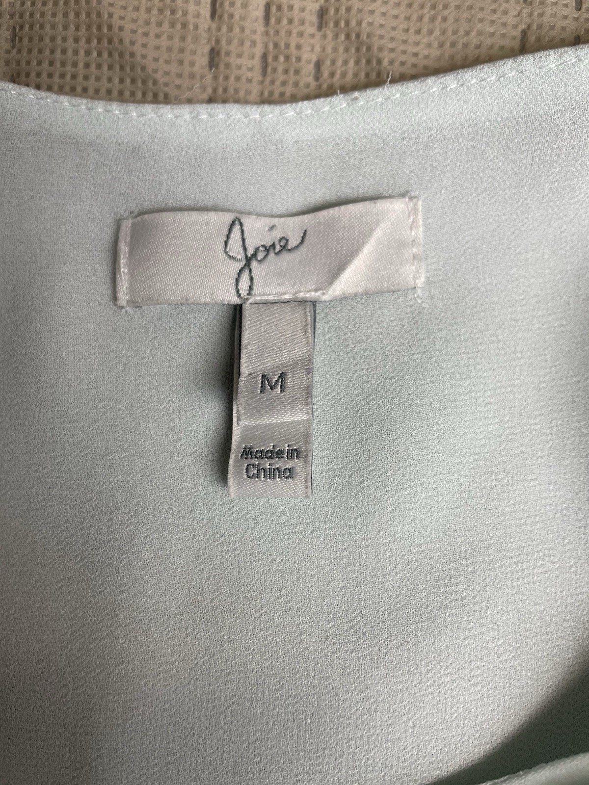 Joie Light Blue Solid V-Neck Long Sleeve Tie Cuff Lined Satin Blouse M