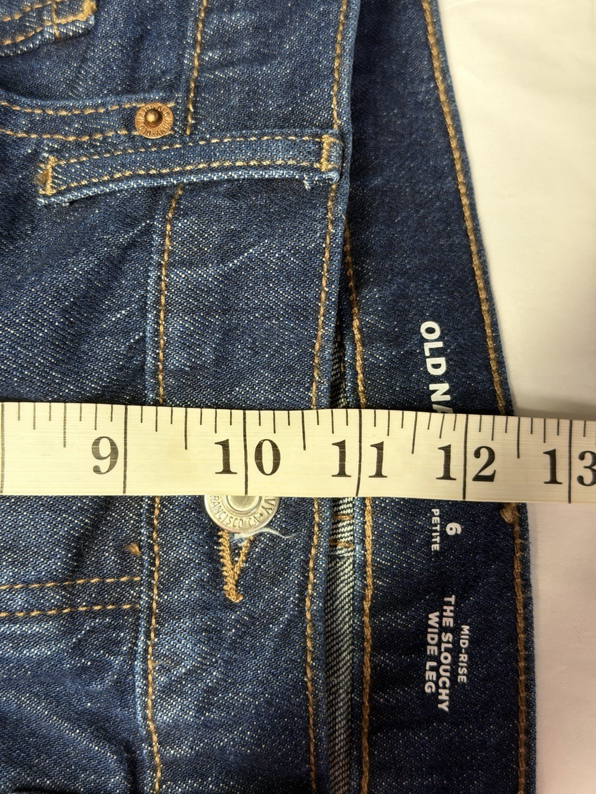 Old Navy Slouchy Wide Leg Jeans Mid Rise Dark Wash Size 6 Petite NWT