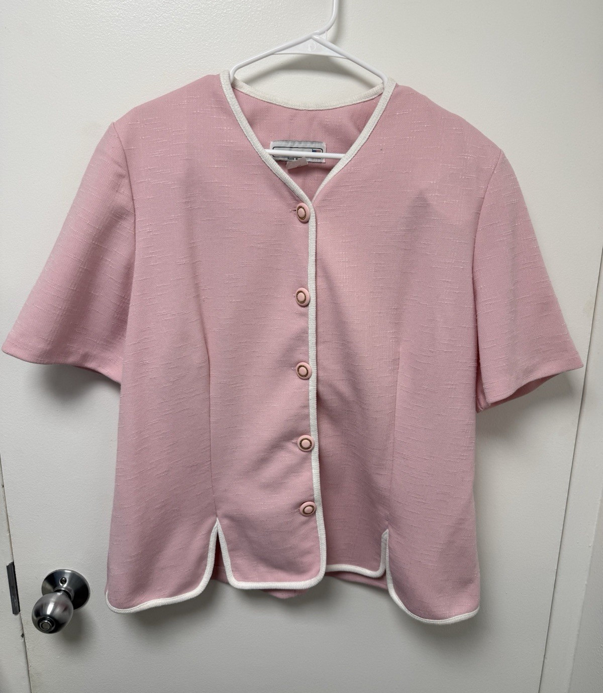 VTG 80s Pablo Collection Pink Blouse Womens 18 Short Sleeve Made in USA Top