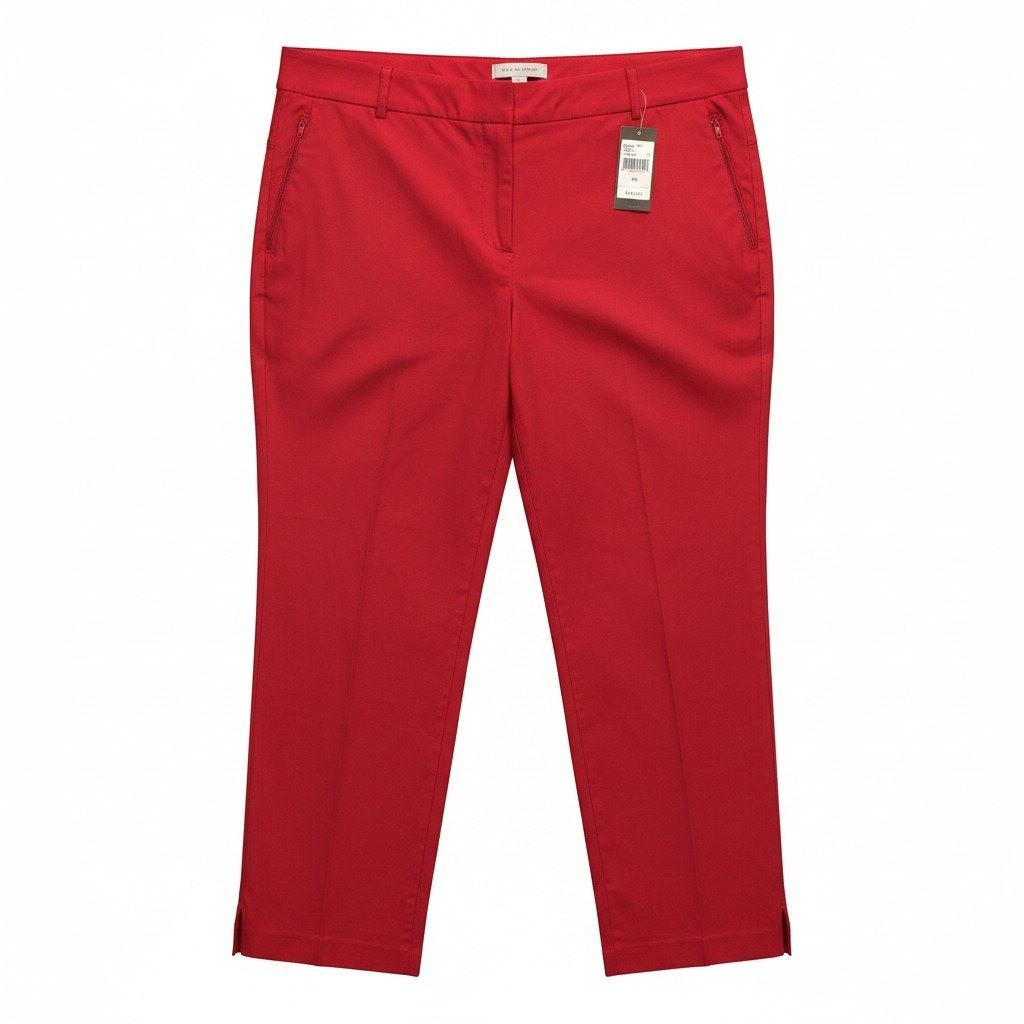 NWT Lane Bryant Slim Ankle Pants Womens 26 Red 4 Season Signature Fit Mid-Rise
