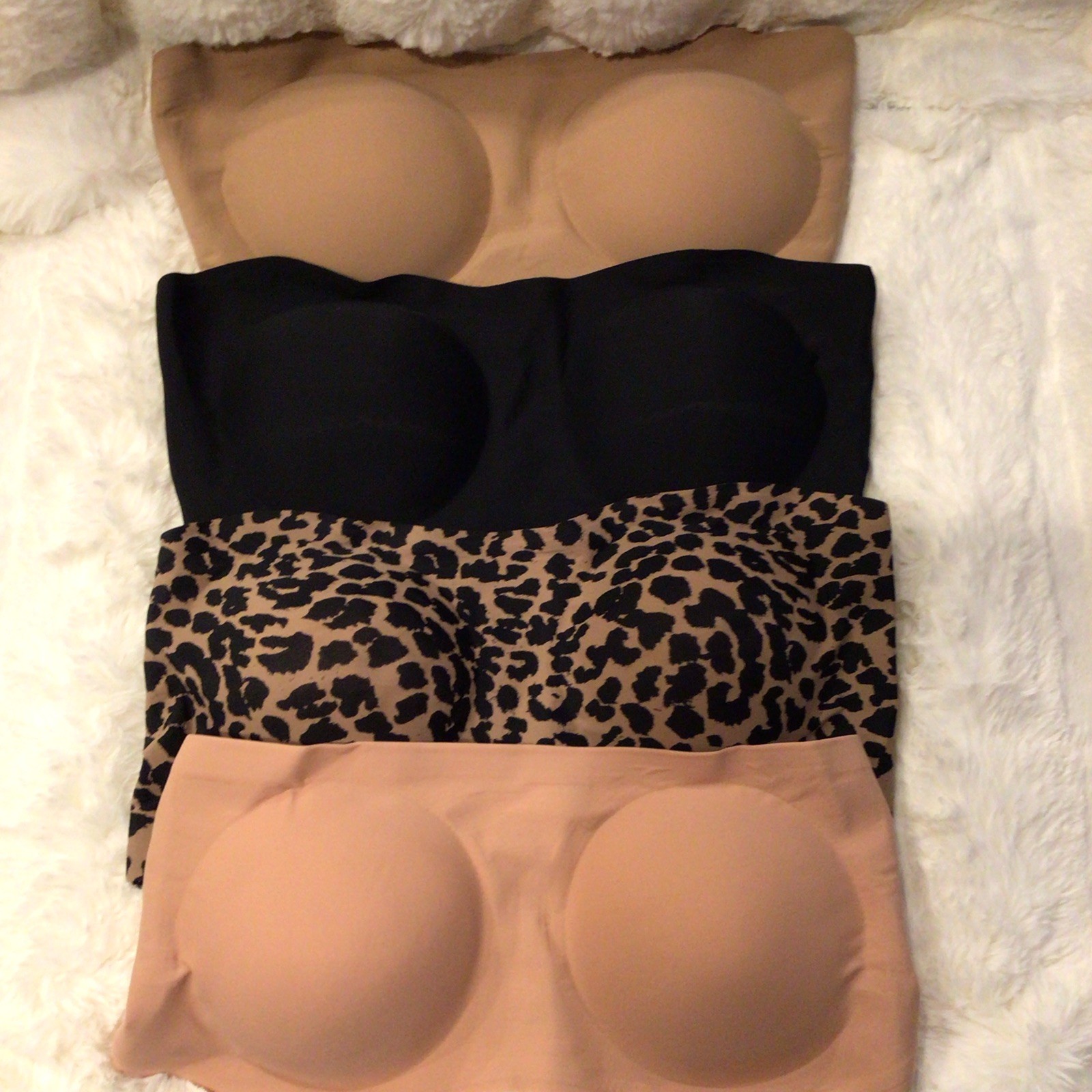 Lot 4 Women’s Strapless Padded Bandeau Bras Wireless Hook & Eye Size L