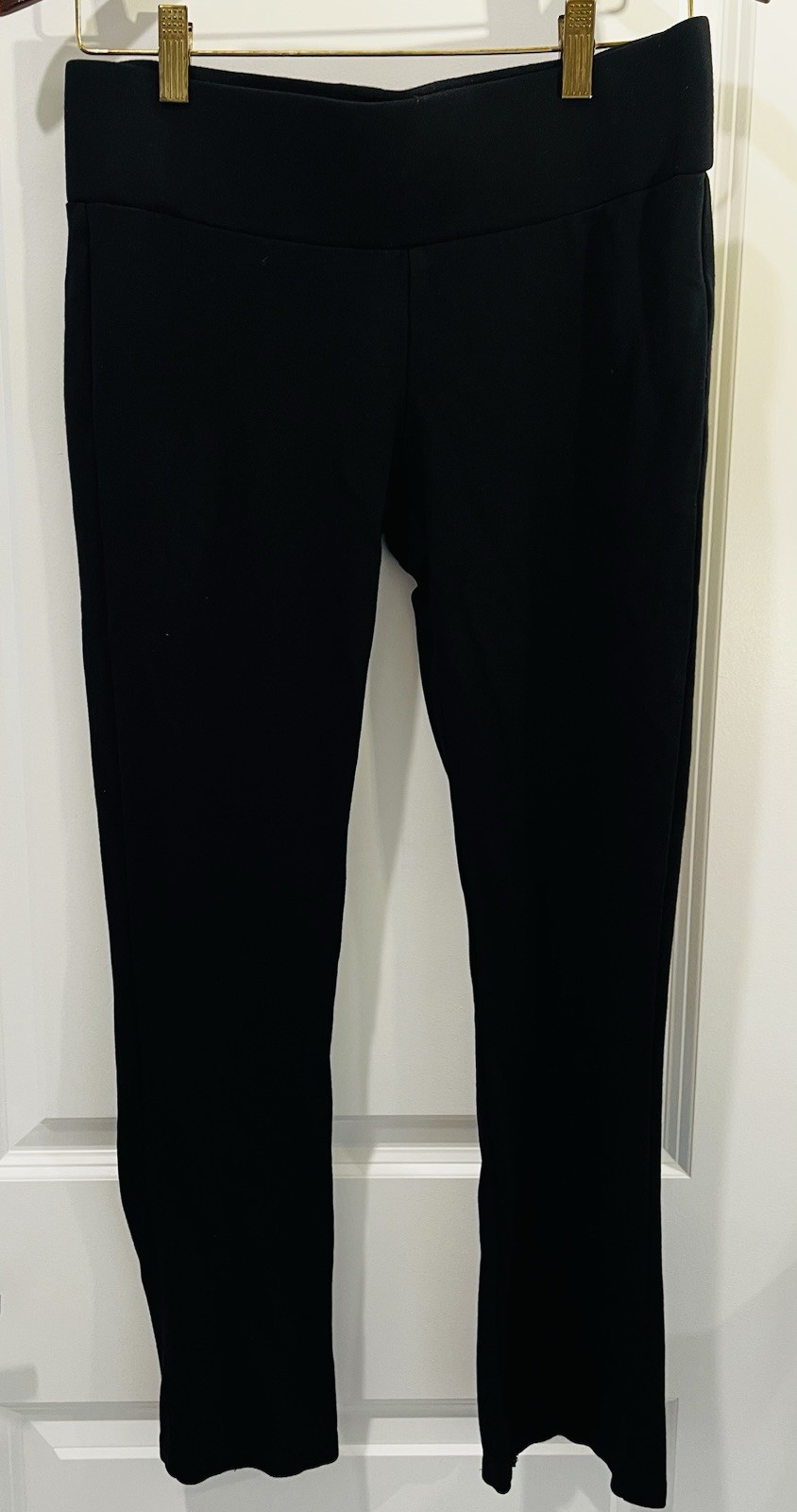 Women’s Black Pull On Stretch Ponte Skinny Pants Wide Smoothing Waistband M