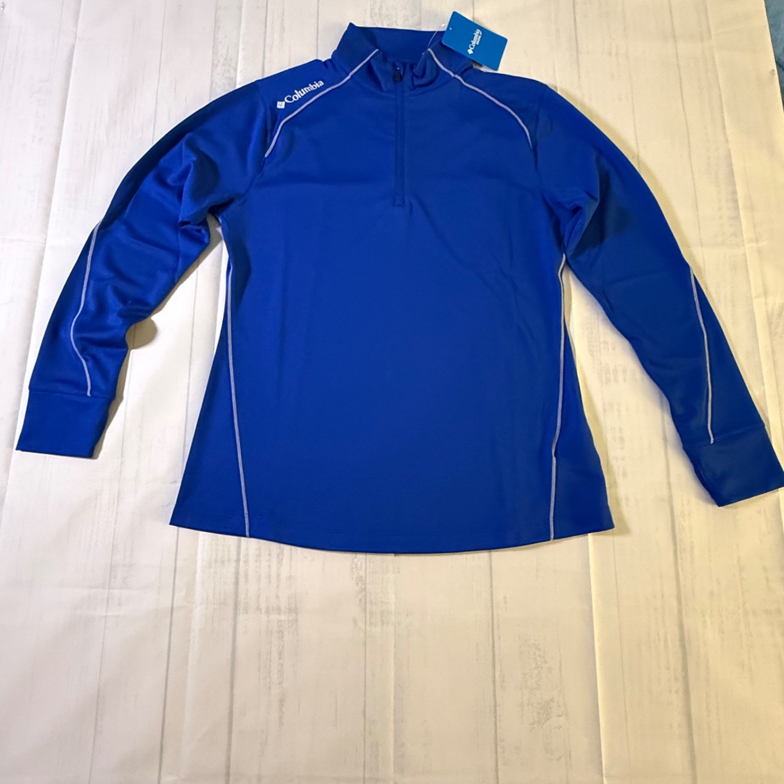 NWT Columbia Golf Omni Wick 2.0 Medium LS Top shotgun 1/4 zip blue Women