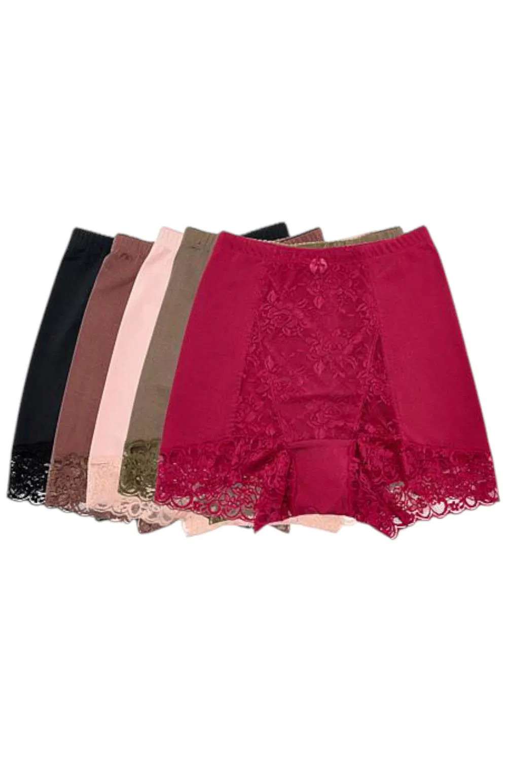 Rhonda Shear Women’s 5pck Pin-Up Panty with Lace Detail Espresso/Berry