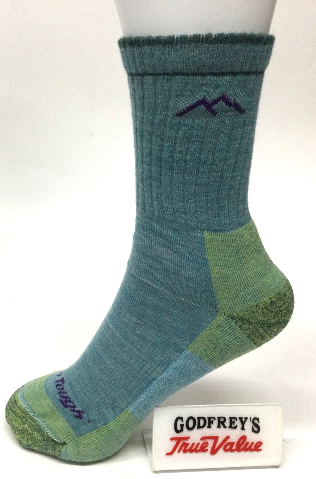 Darn Tough 1903 Aqua Heather Hiker Micro Crew Cushion Merino Wool Sock Womens