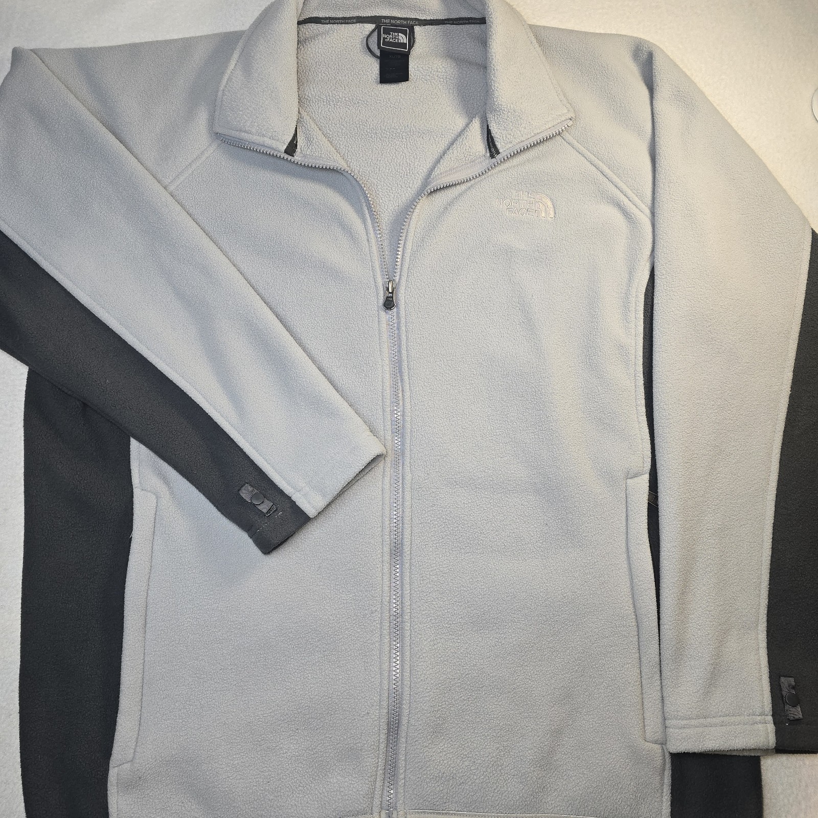 The North Face Fleece Jacket Full Zip Womens XL Gray Black Colorblock…
