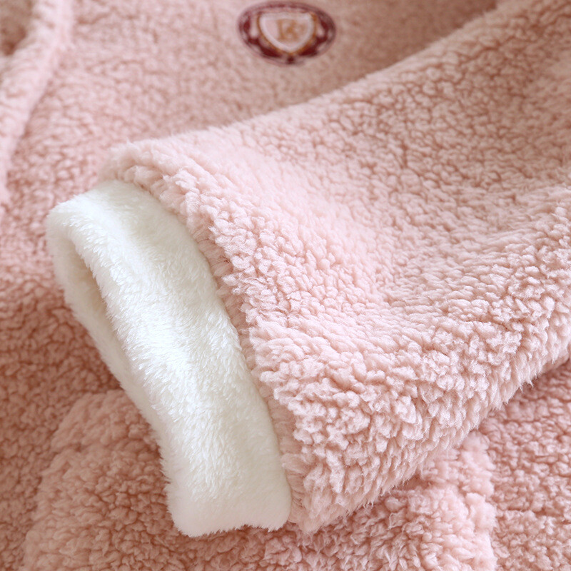 Women Winter Flannel Pyjamas Set Coral Velvet Lounge Pajamas Casual Home Wear