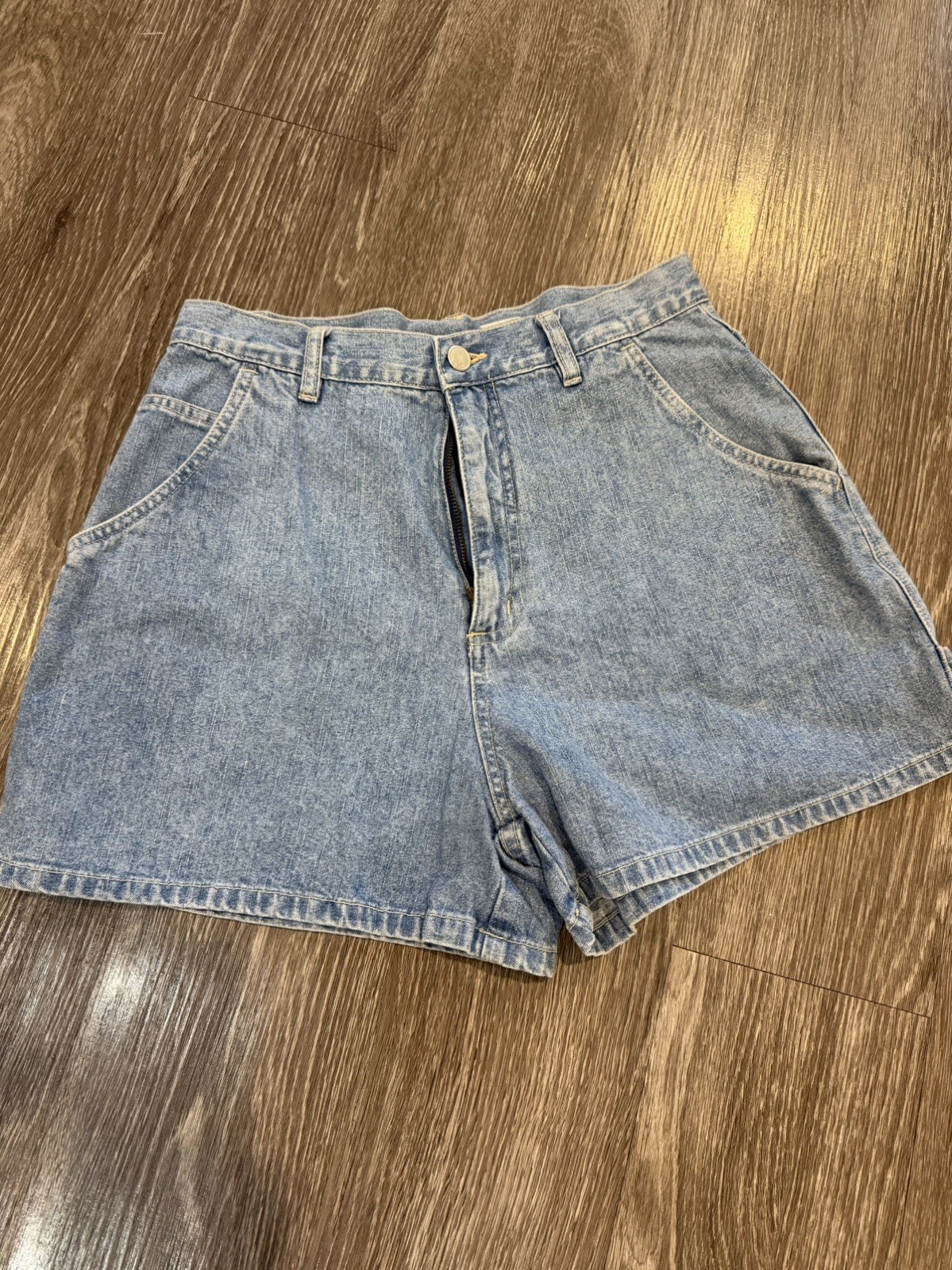 Vintage SO GSJC Carpenter Denim Shorts Size 9 Light Wash Y2K 100% Cotton