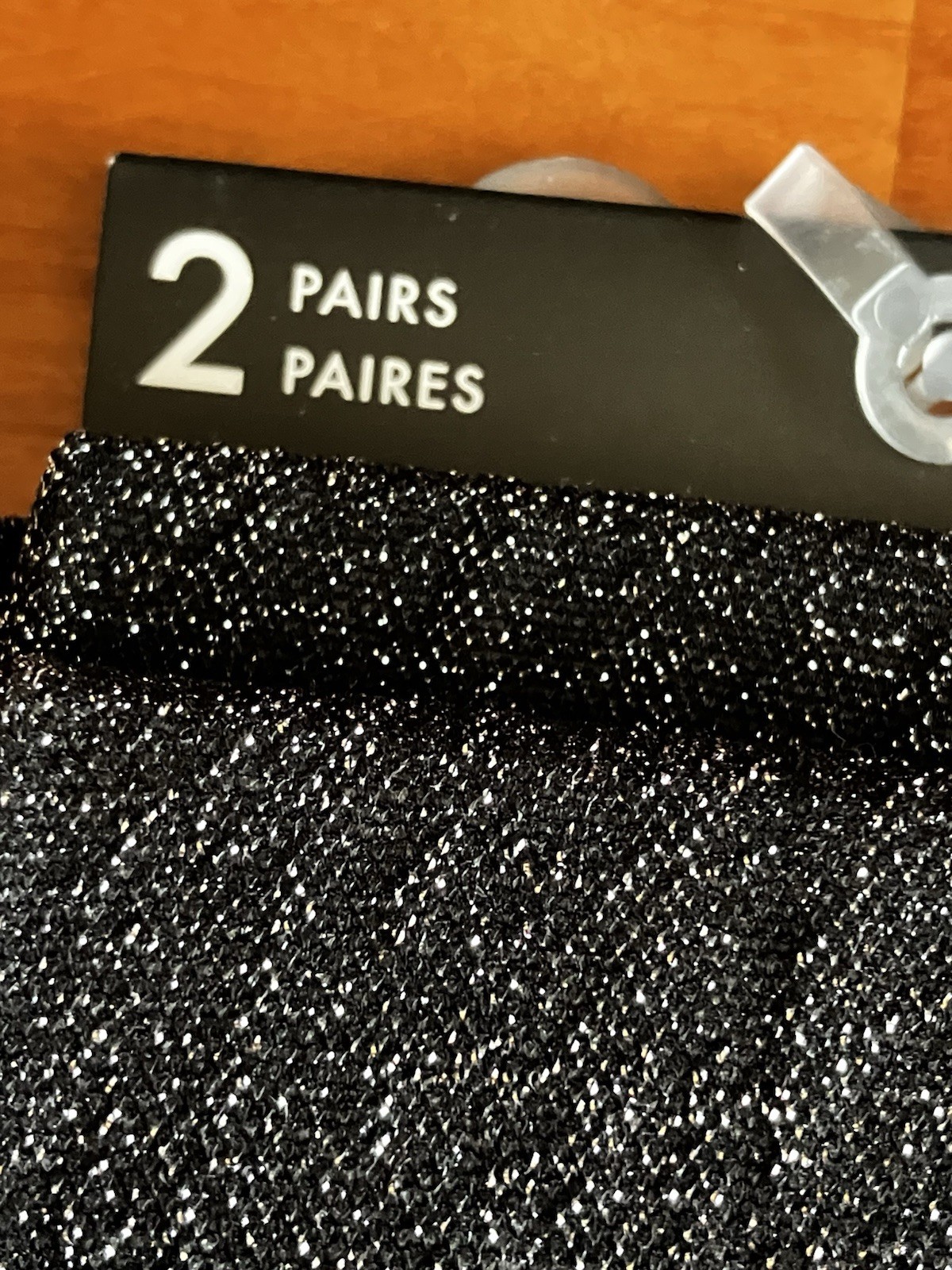 Rebecca Minkoff Opaque Black & Silver Glitter Tights 2 Pair Size M/L NWT