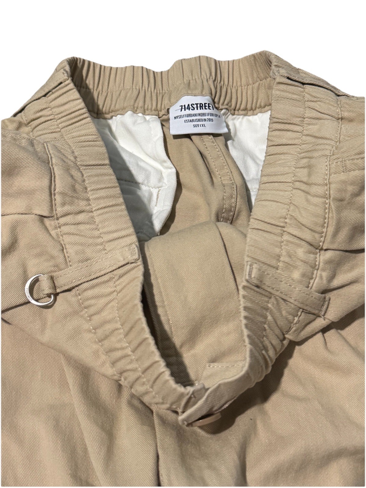 714Street beige wide leg pull on pants featuring a comfortable elastic waistband