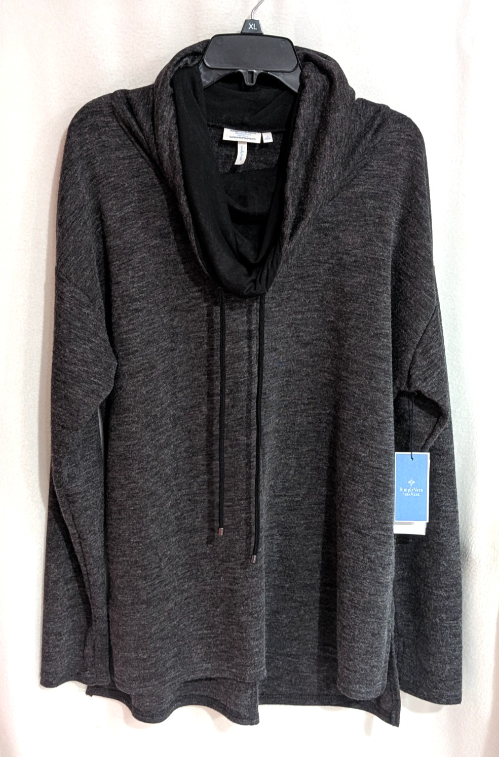 Simply Vera Wang Charcoal Heather Funnel Neck Pullover Sweather – Size L – NWT