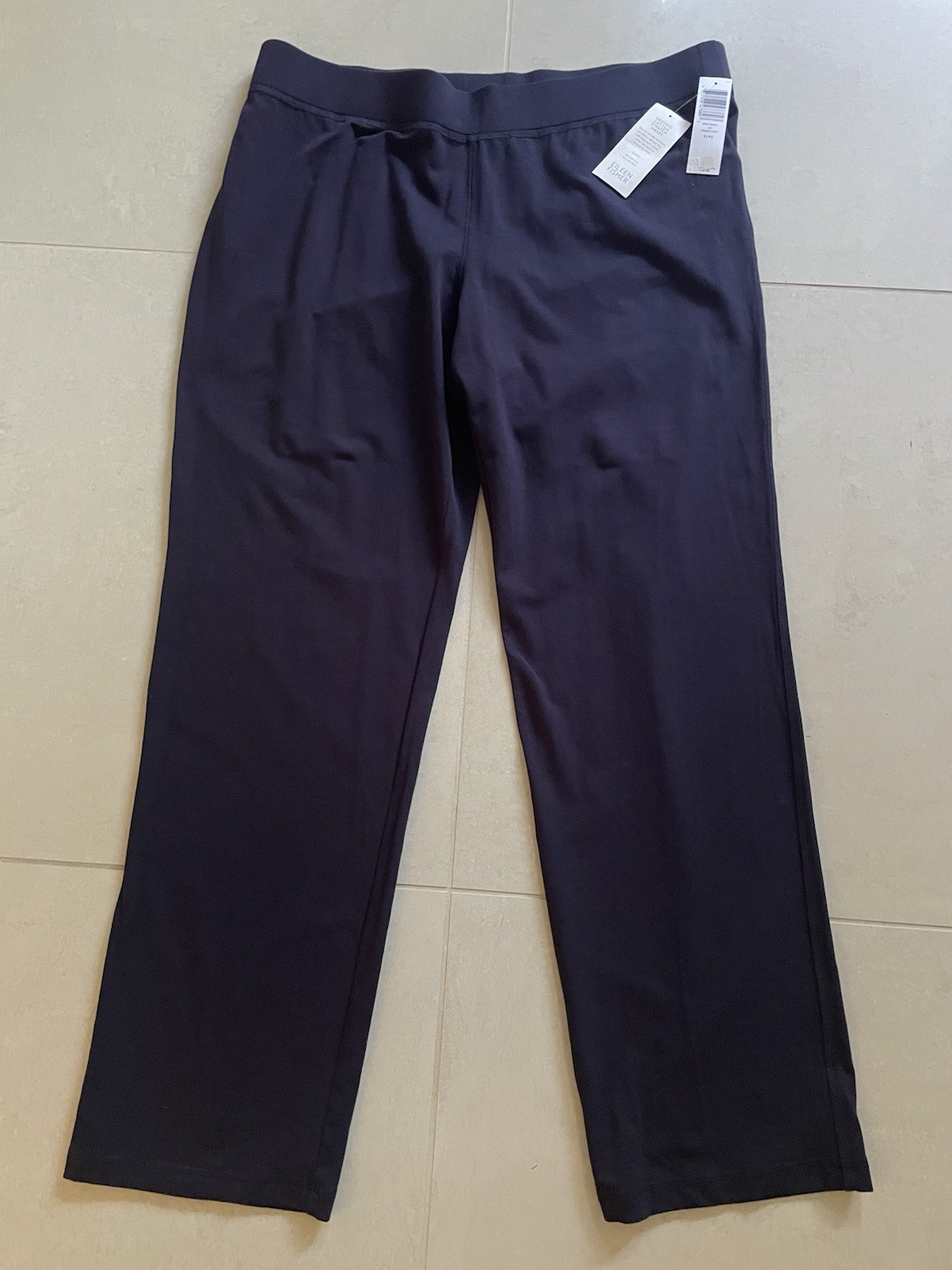 Eileen Fisher Organic Cotton Stretch Jersey Pull On Pants XL Navy Straight New