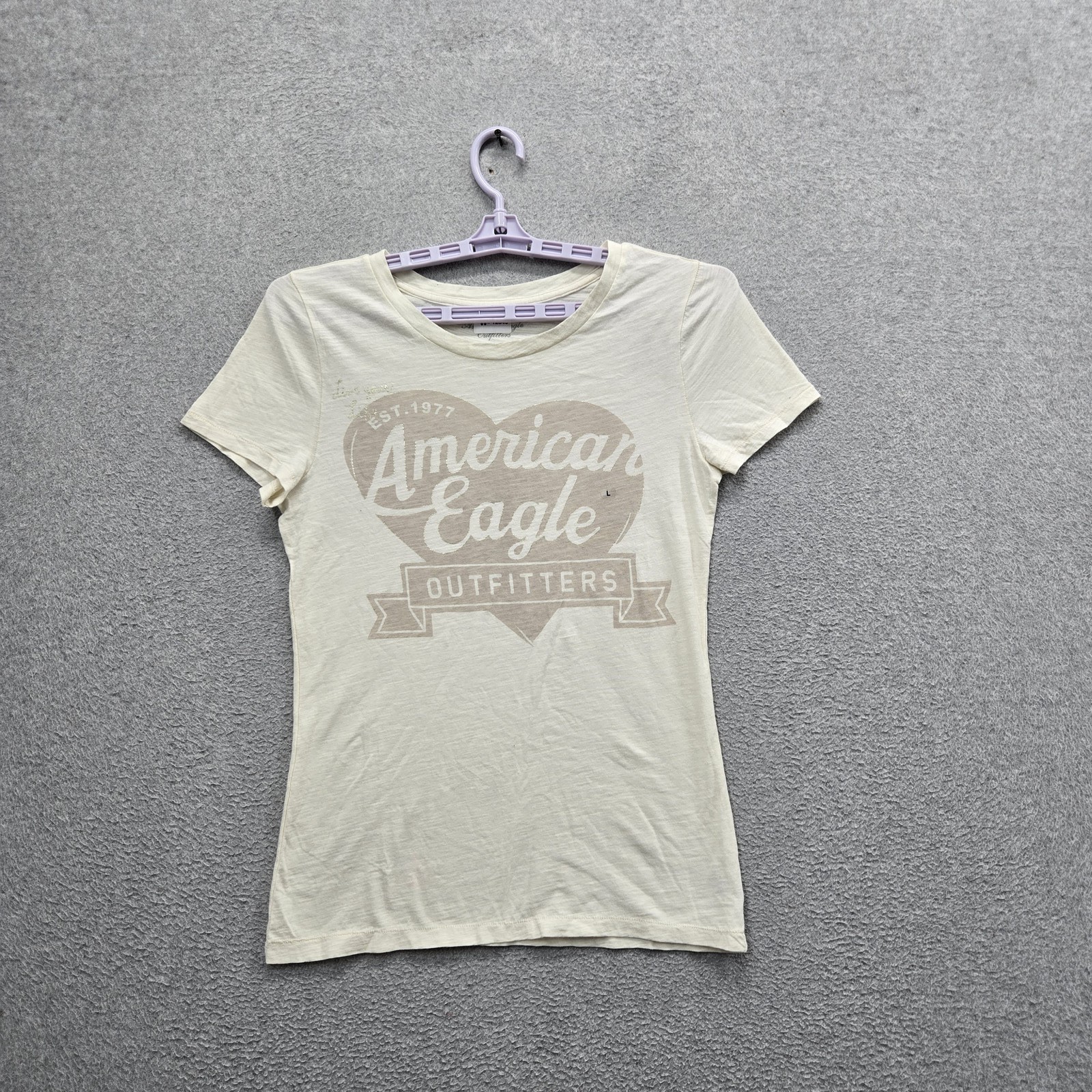 American Eagle Outfitters Women Shirt LARGE Cream Y2K Baby Tee Pullover NWT