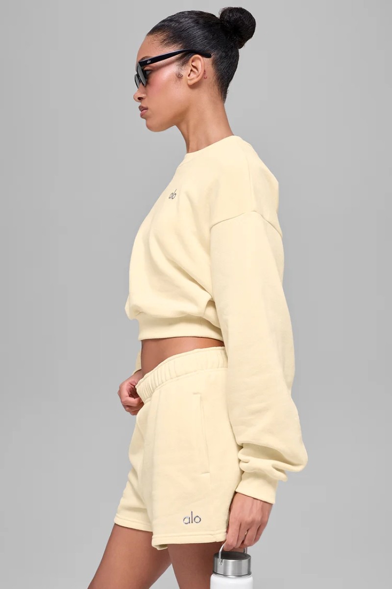 AIo Yoga Set Cropped Accolade Crew Neck Pullover+Shorts Suit Casual Women’s Set